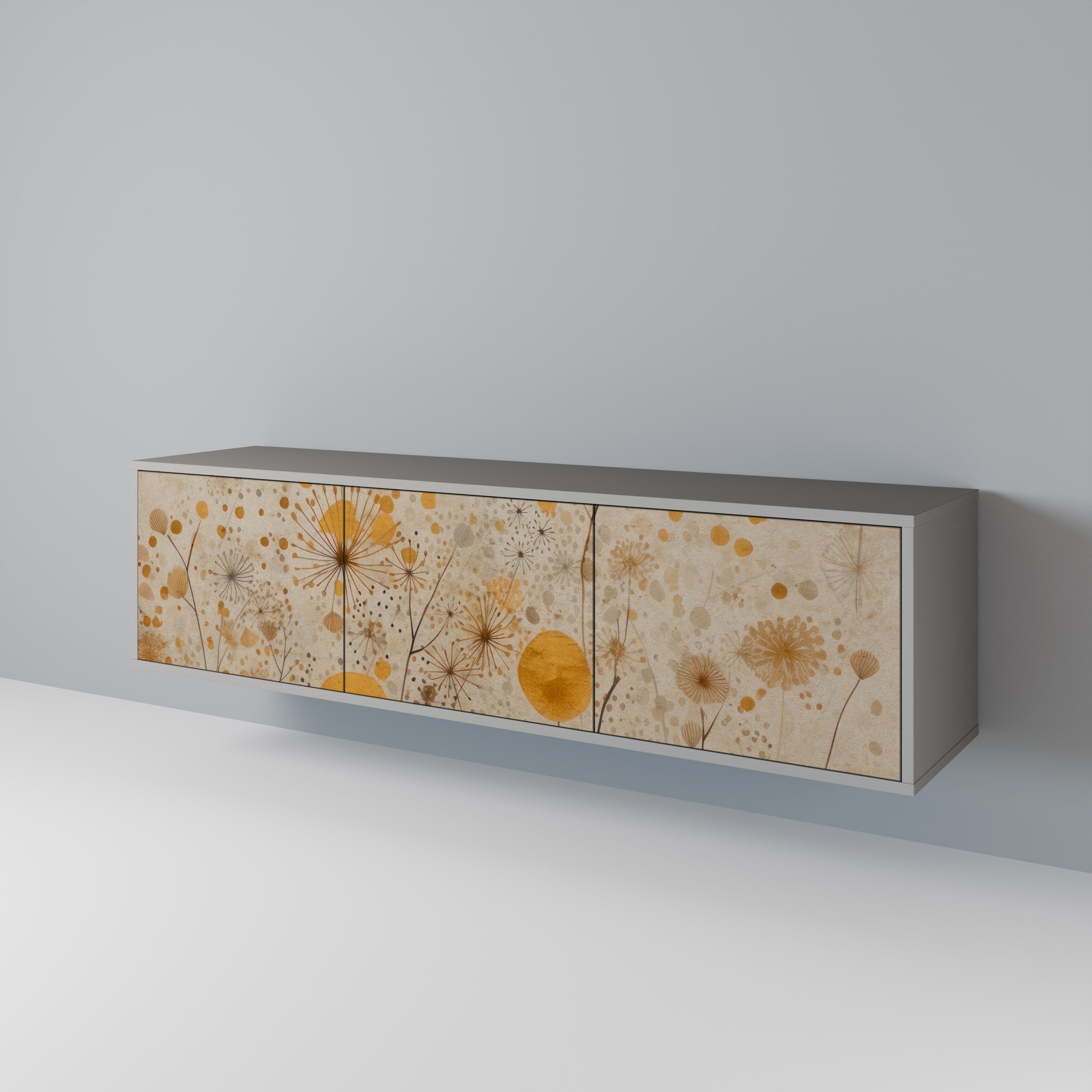 Meuble TV 3 portes MORNING GLADE, finition grise