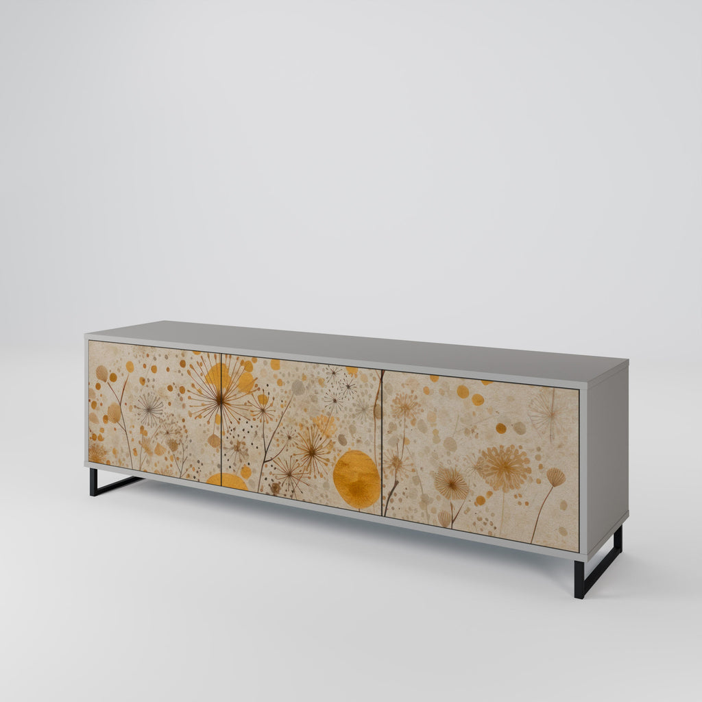 Meuble TV 3 portes MORNING GLADE, finition grise