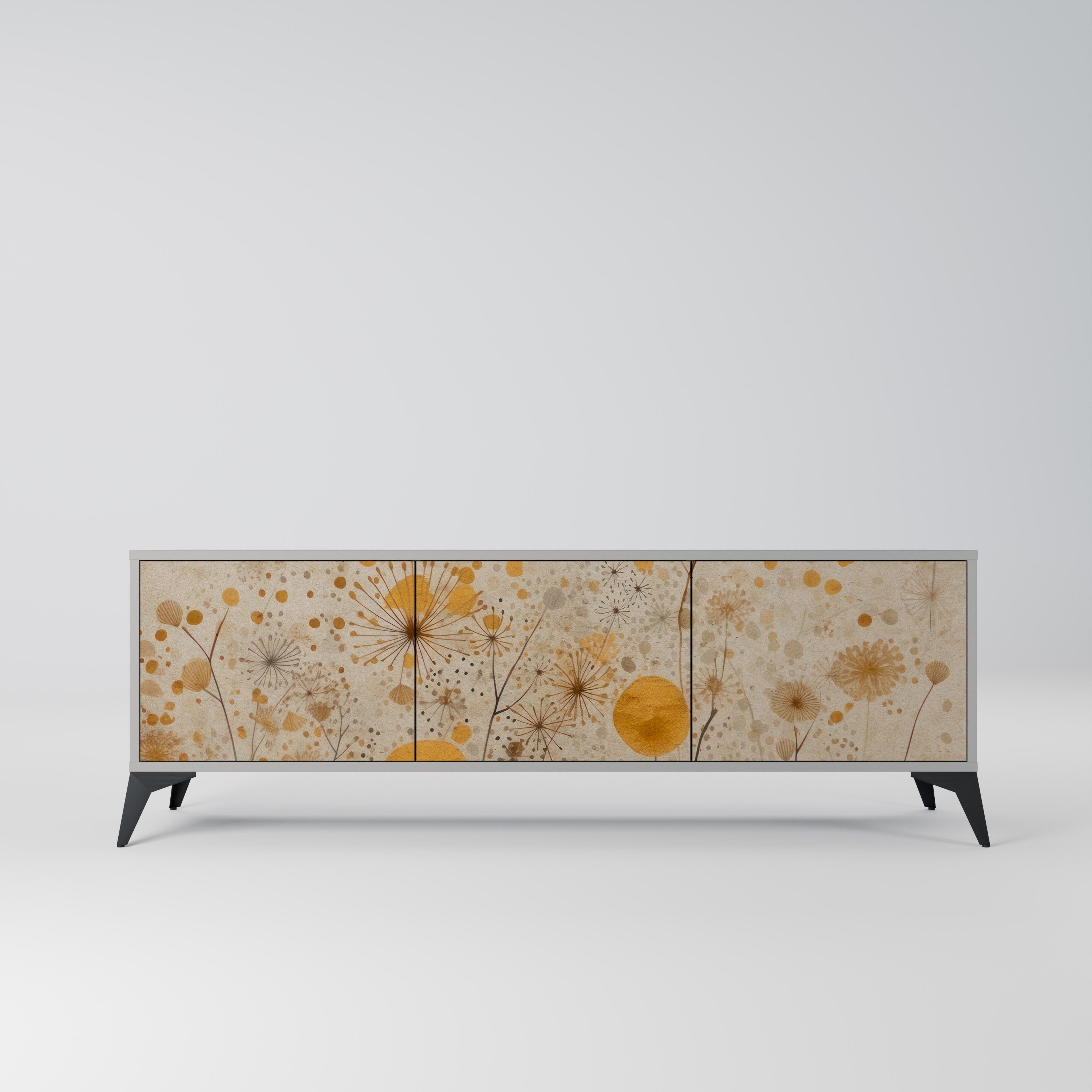 Meuble TV 3 portes MORNING GLADE, finition grise