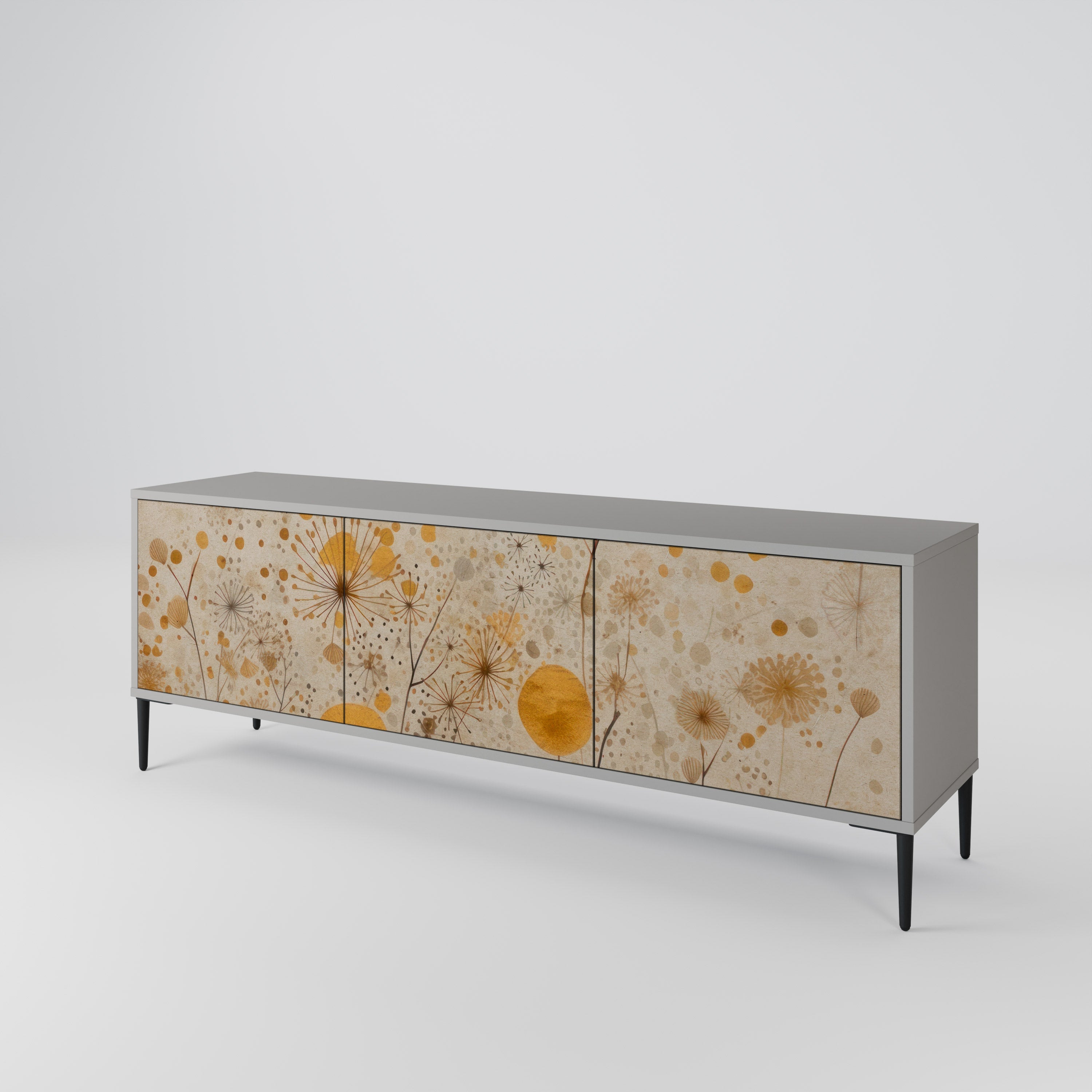 Meuble TV 3 portes MORNING GLADE, finition grise