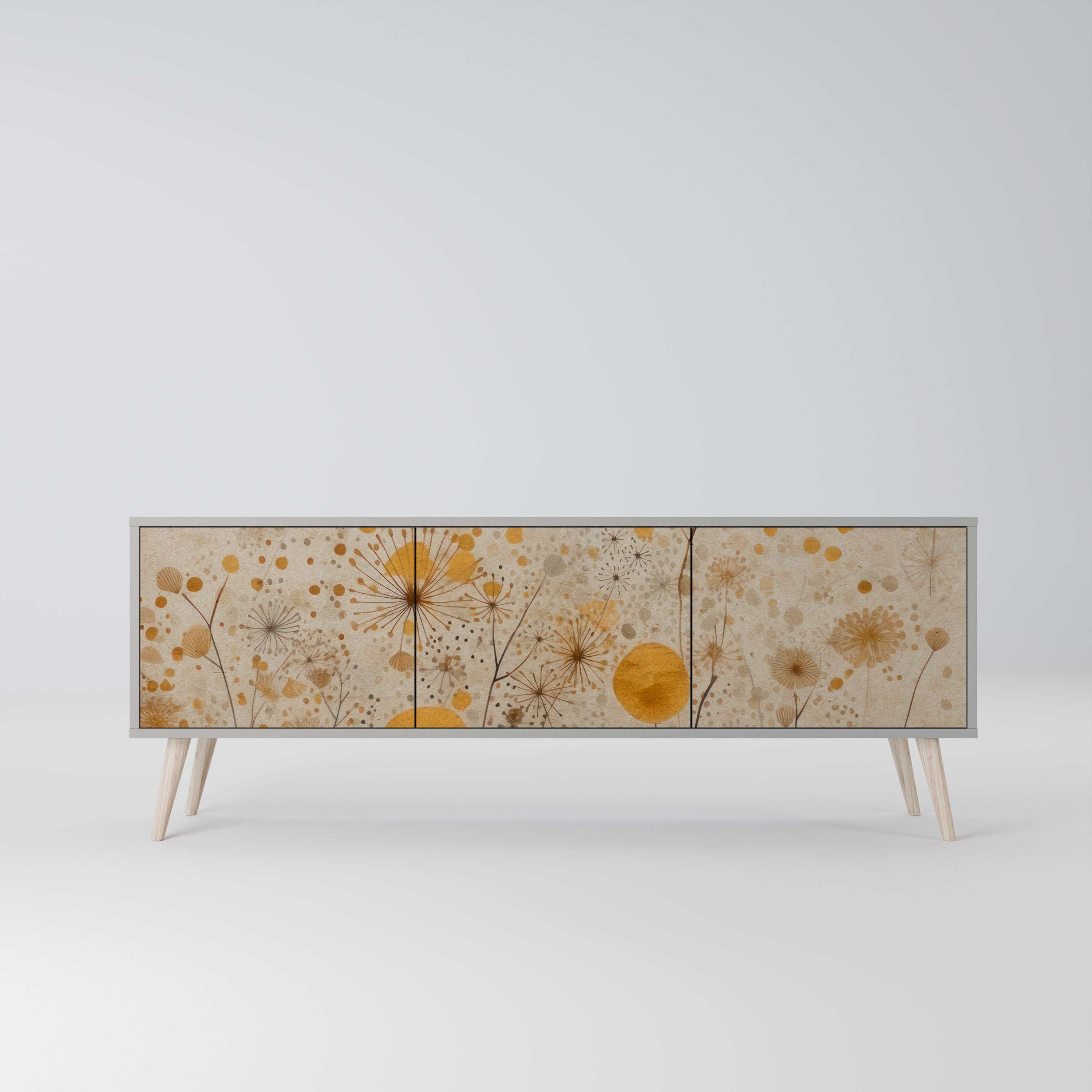 Meuble TV 3 portes MORNING GLADE, finition grise