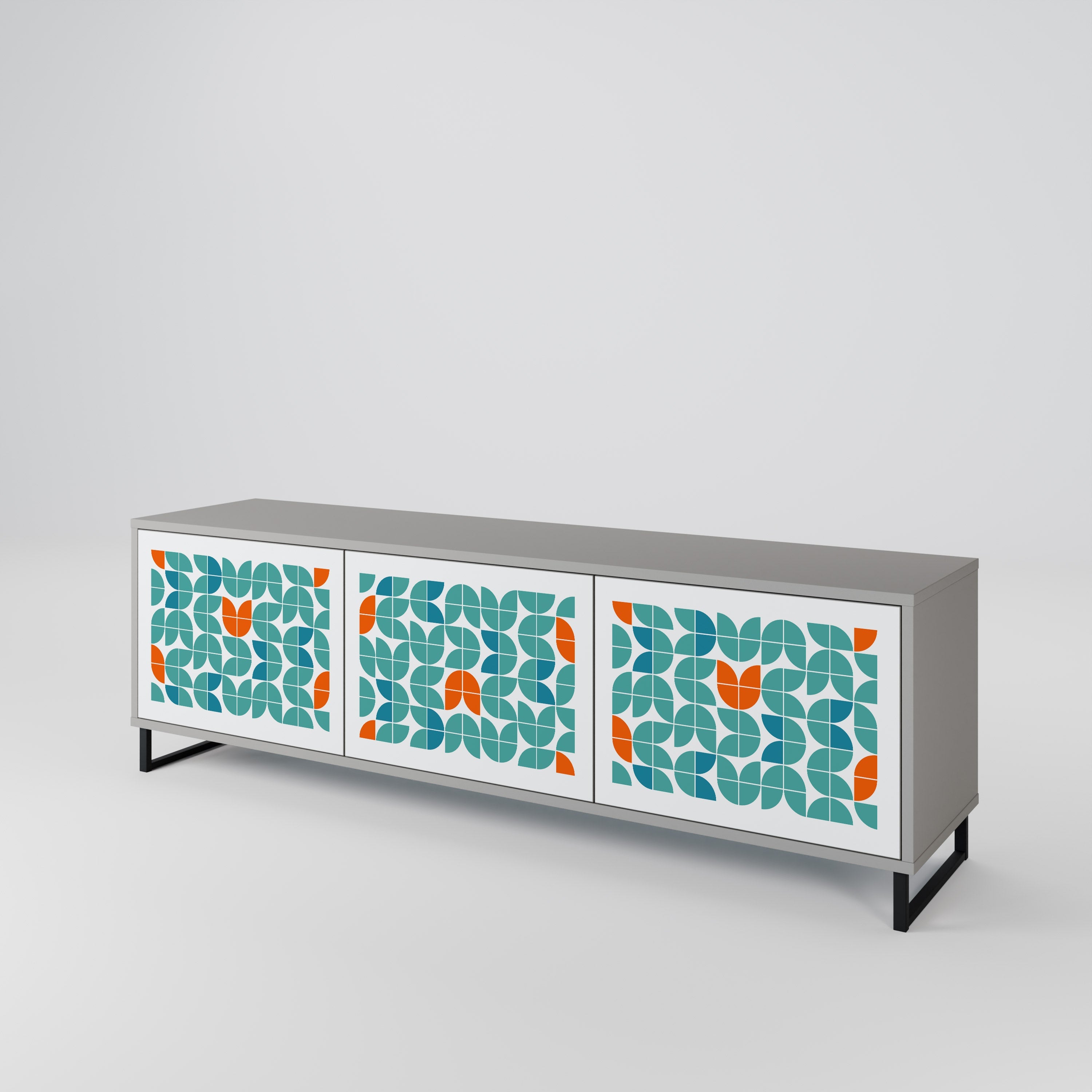 Meuble TV 3 portes BE THE CHANGE en finition grise