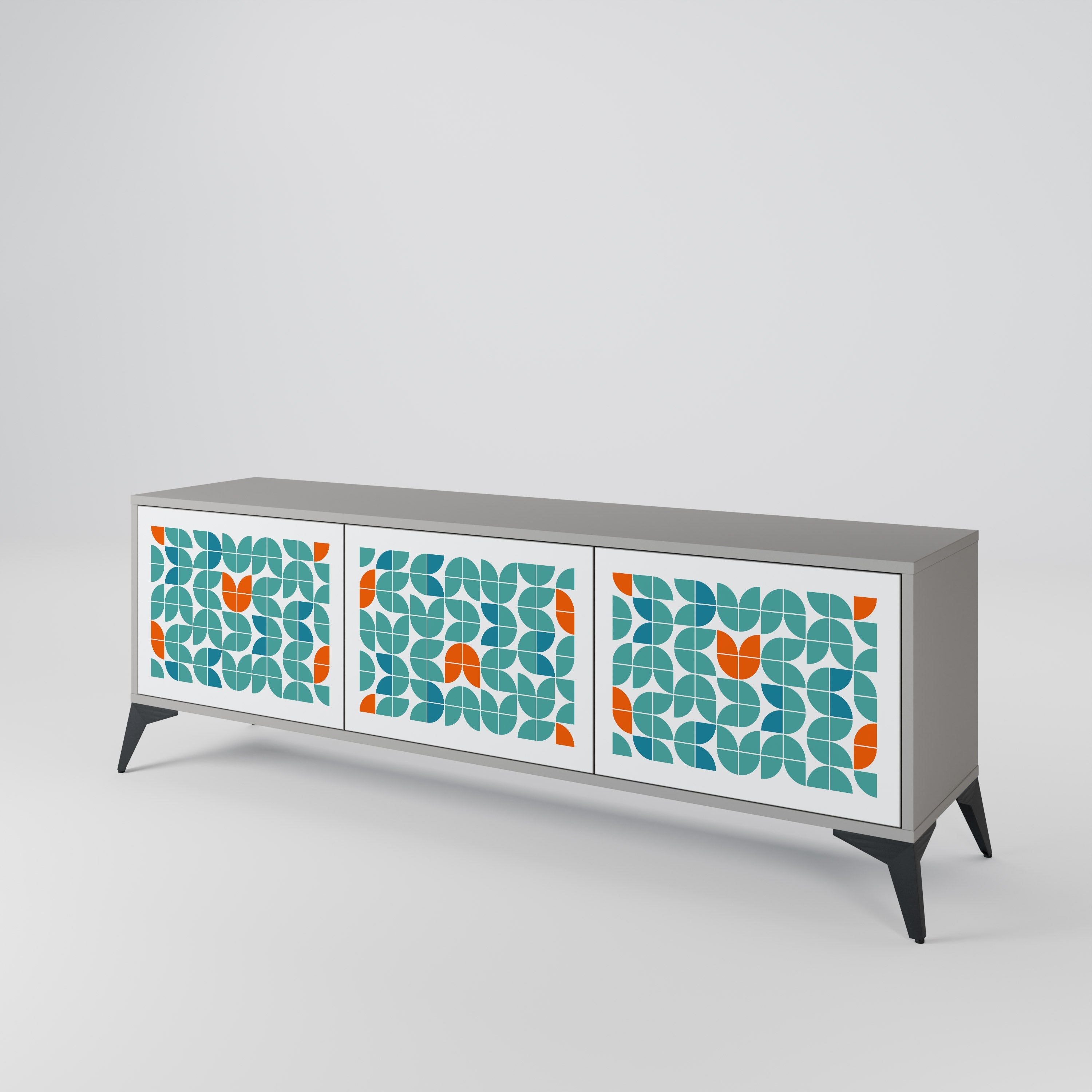 Meuble TV 3 portes BE THE CHANGE en finition grise