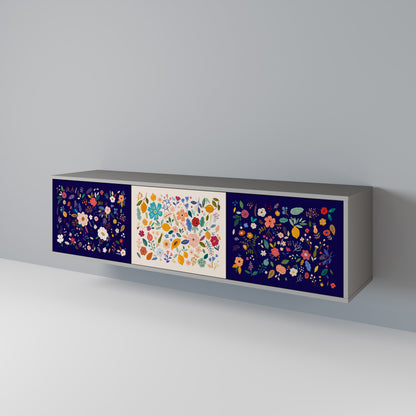 FLORAL COMBINATION 3-Door TV Cabinet