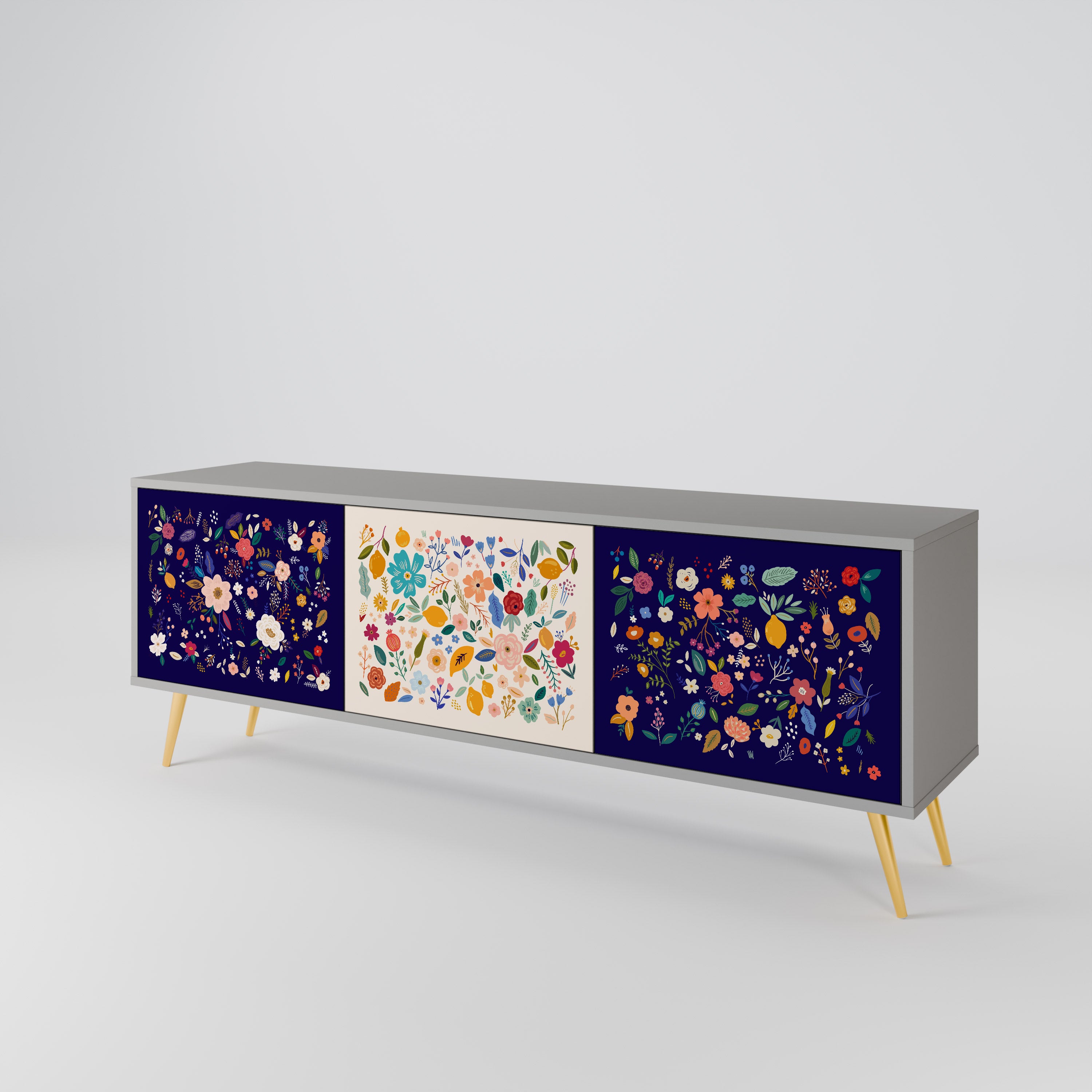 FLORAL COMBINATION 3-Door TV Cabinet