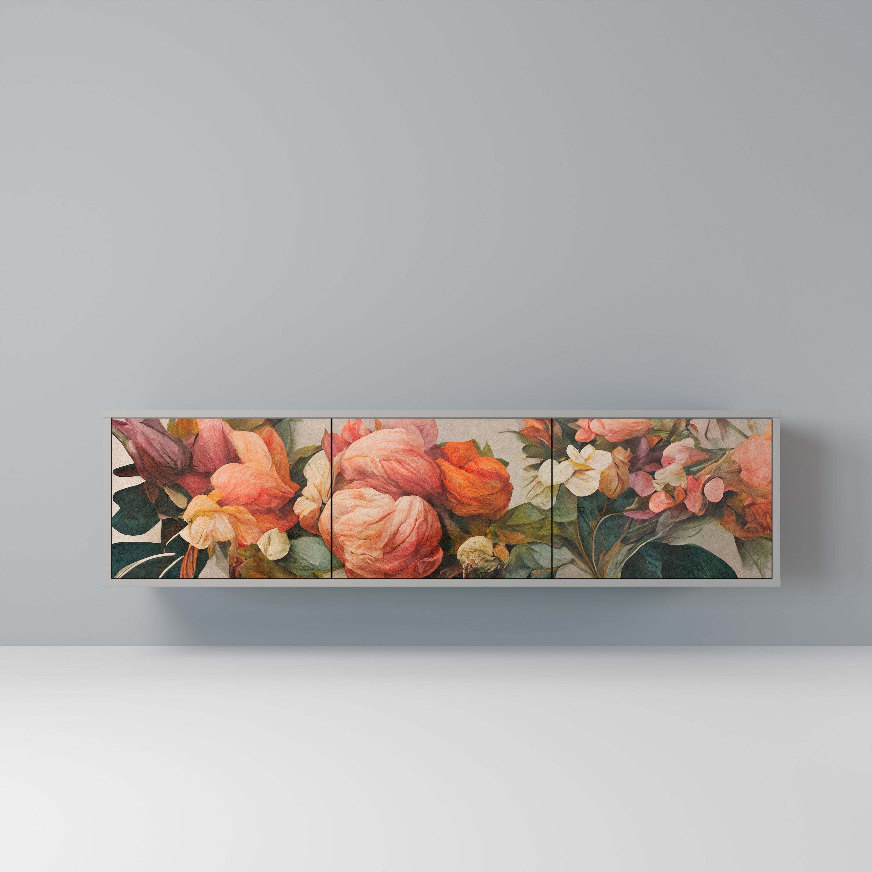 Meuble TV 3 portes STYLISH BEAUTY en finition grise