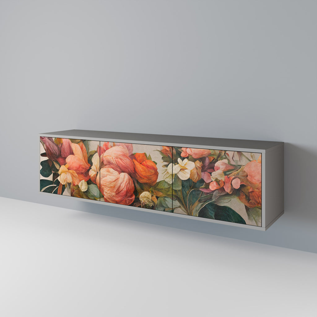 Meuble TV 3 portes STYLISH BEAUTY en finition grise