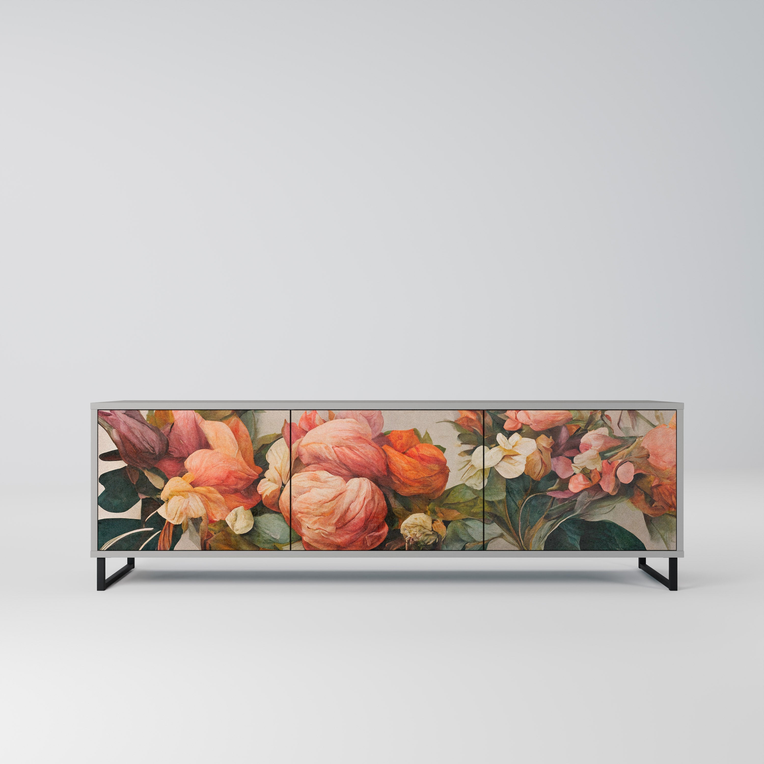 Meuble TV 3 portes STYLISH BEAUTY en finition grise