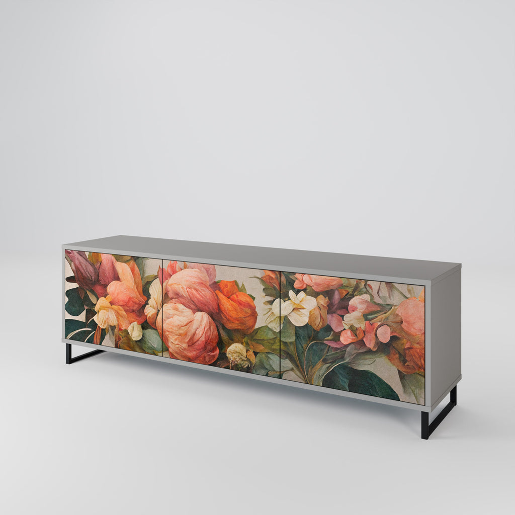 Meuble TV 3 portes STYLISH BEAUTY en finition grise