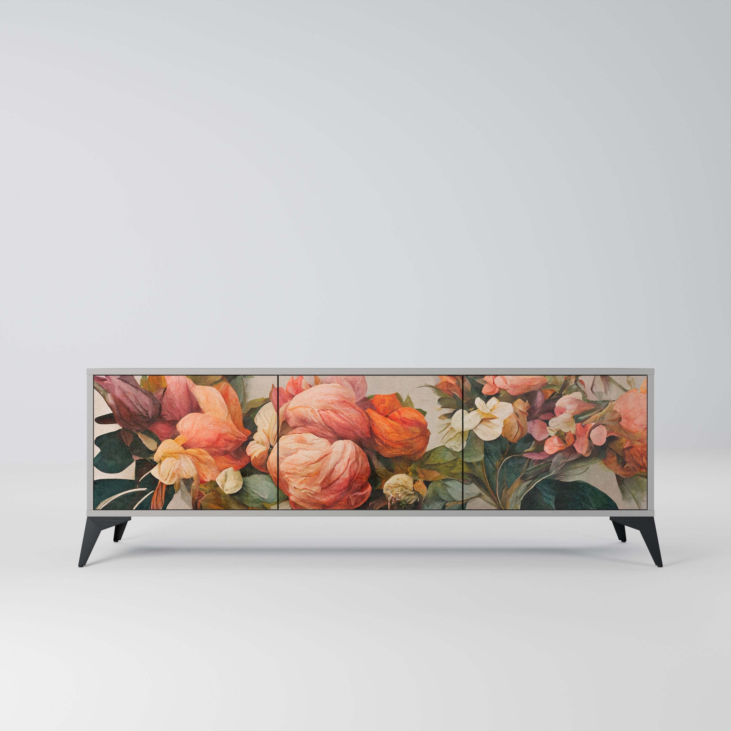 Meuble TV 3 portes STYLISH BEAUTY en finition grise