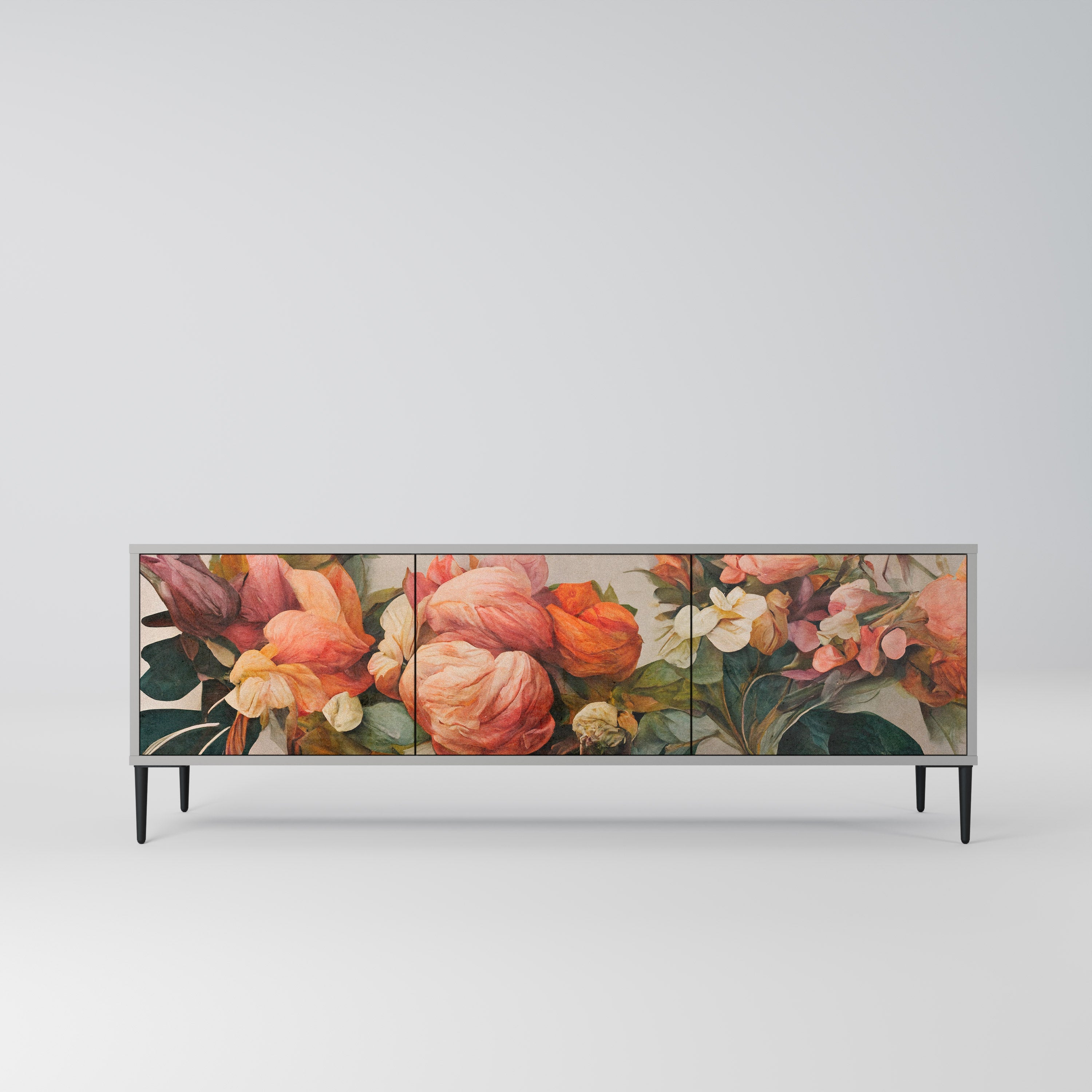 Meuble TV 3 portes STYLISH BEAUTY en finition grise