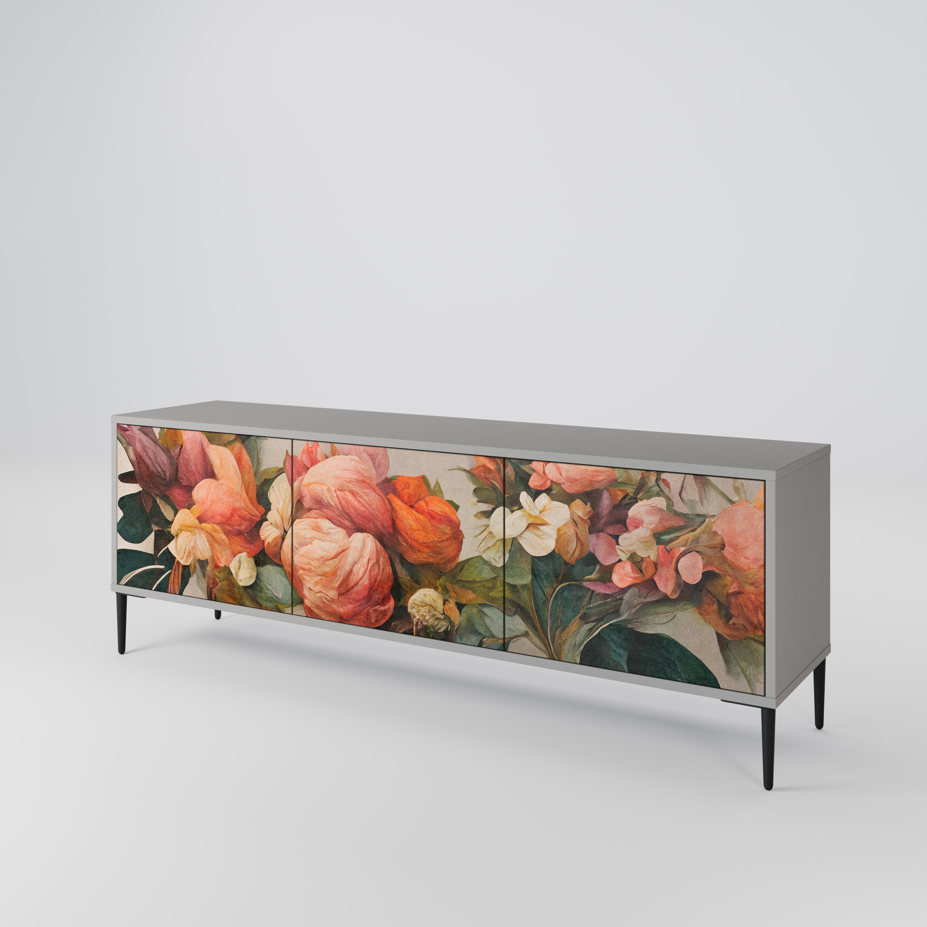 Meuble TV 3 portes STYLISH BEAUTY en finition grise