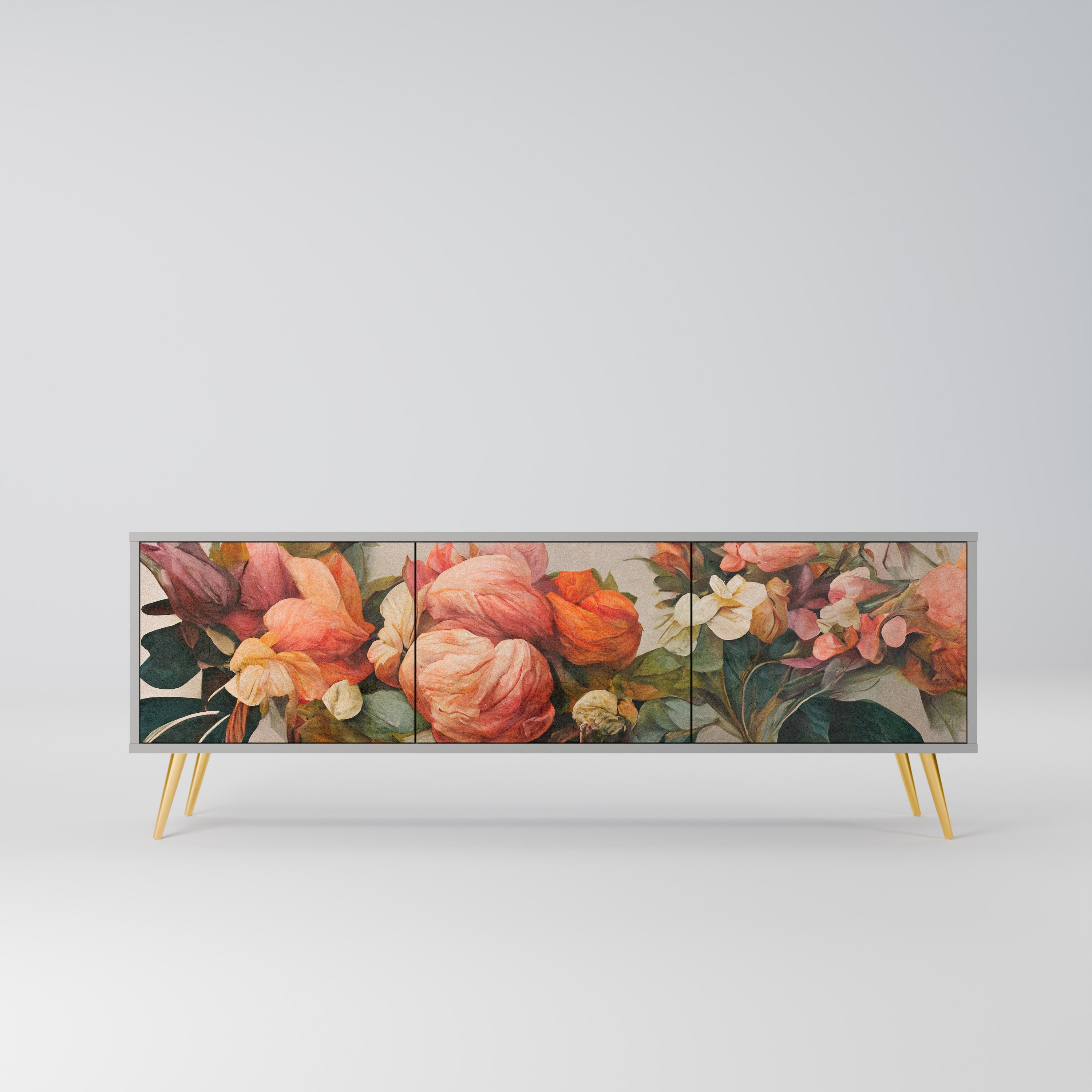 Meuble TV 3 portes STYLISH BEAUTY en finition grise