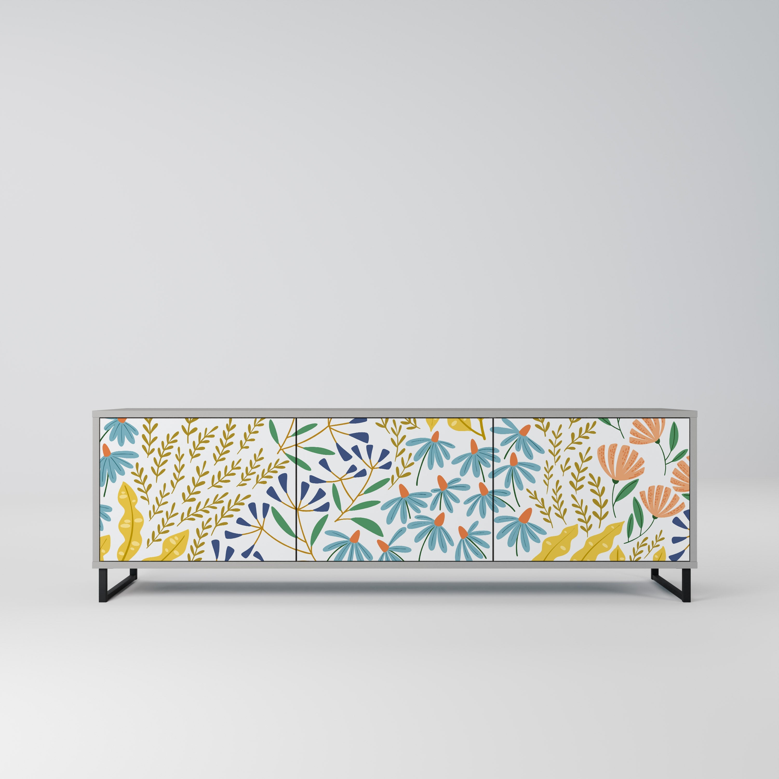 Meuble TV 3 portes HELLO SPRING finition grise