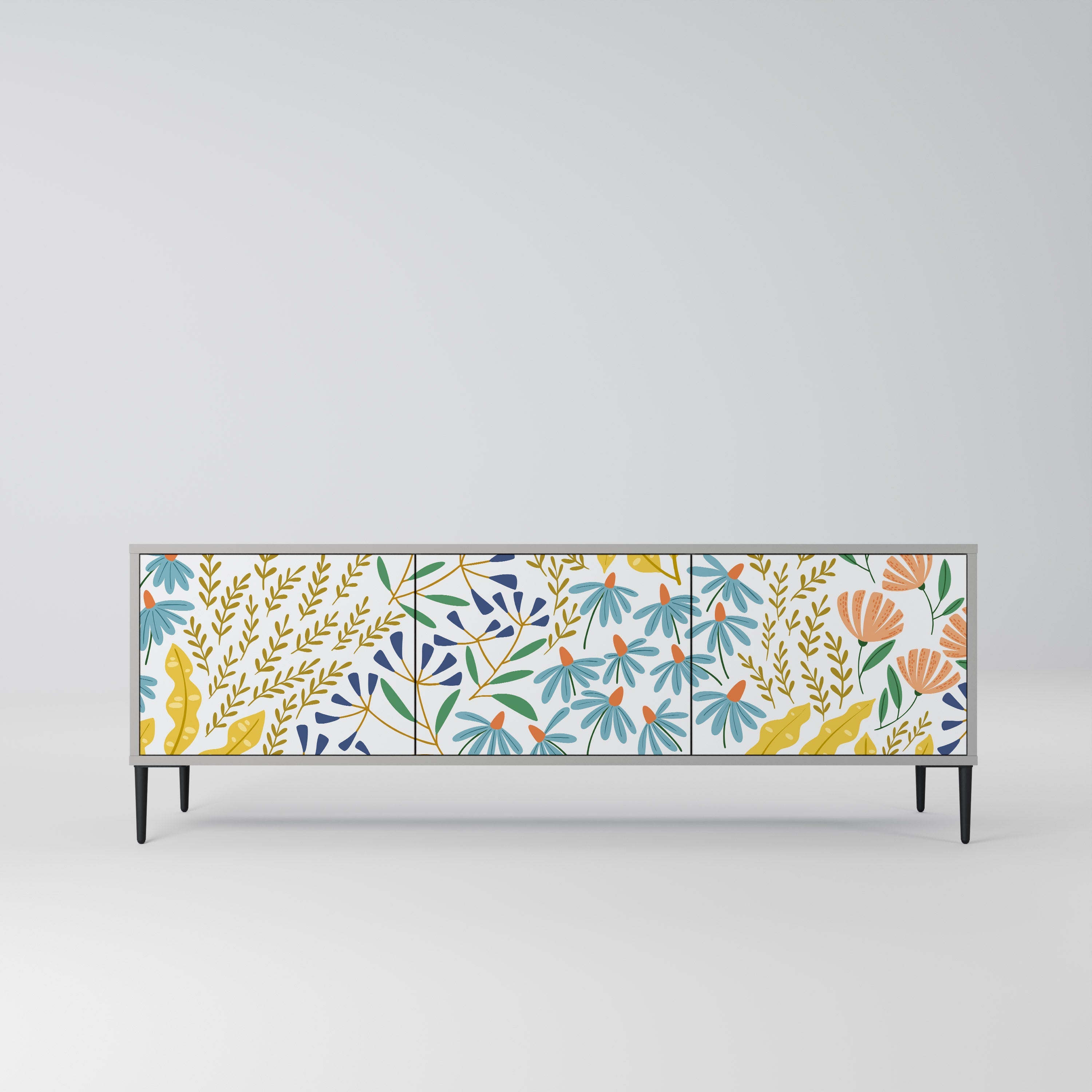 Meuble TV 3 portes HELLO SPRING finition grise