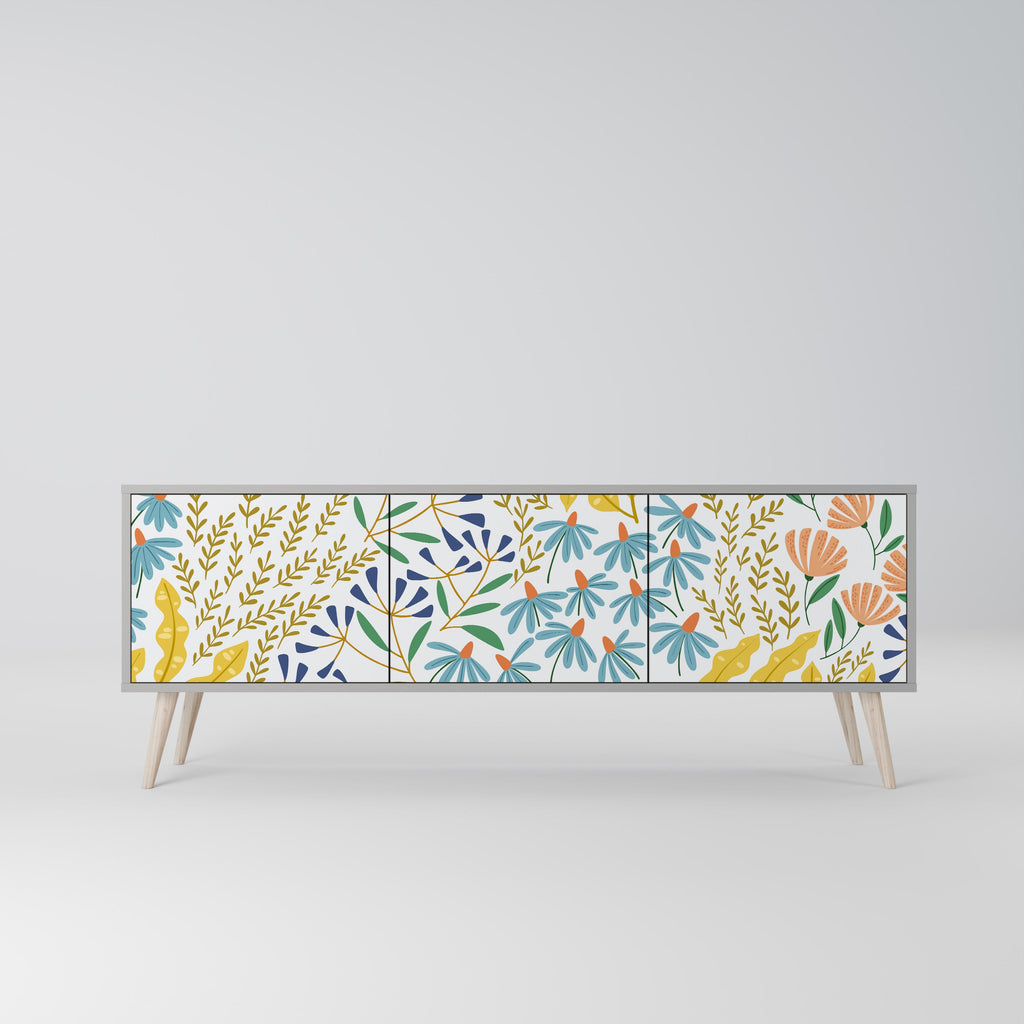 Meuble TV 3 portes HELLO SPRING finition grise