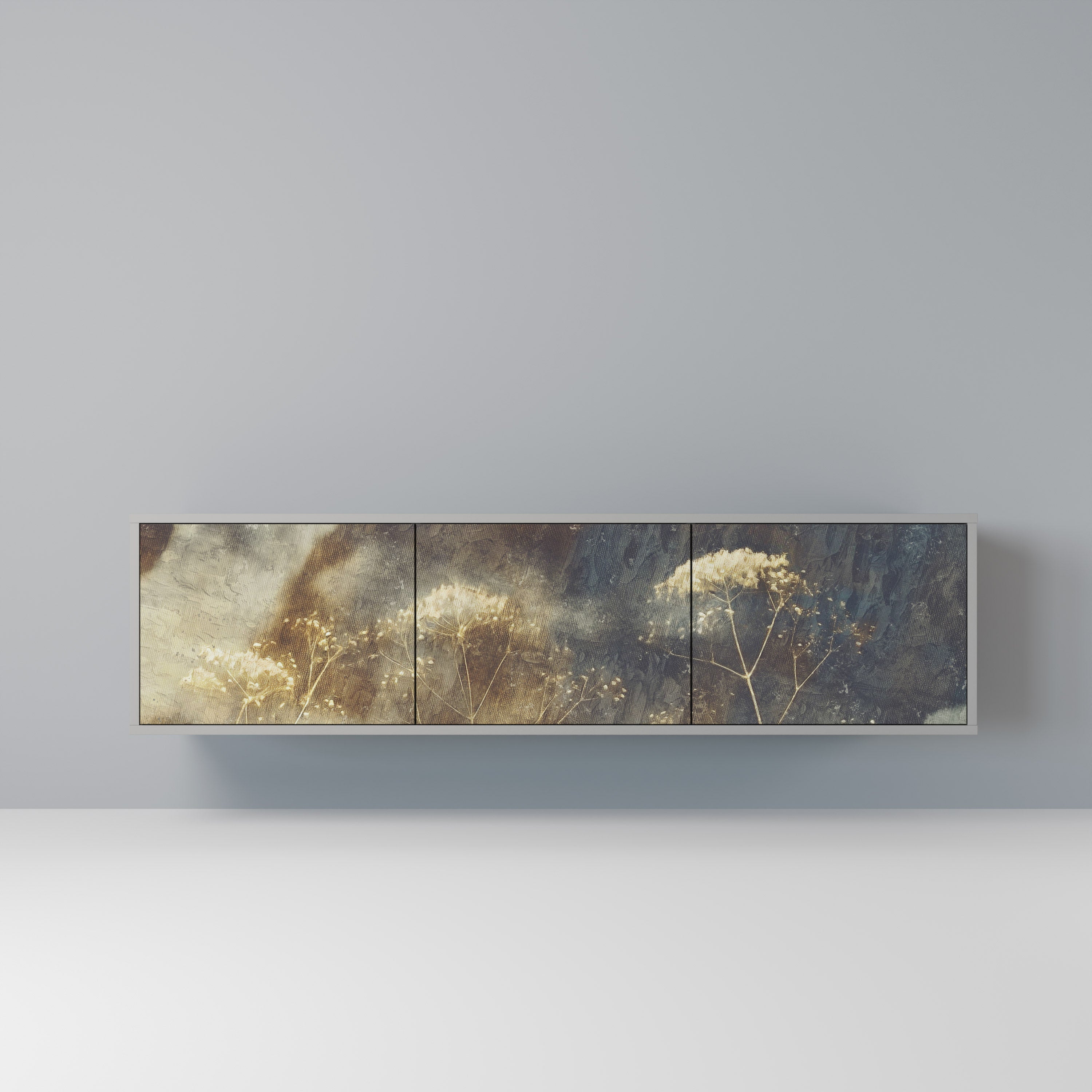 Meuble TV 3 portes GENTLE POWER, finition grise