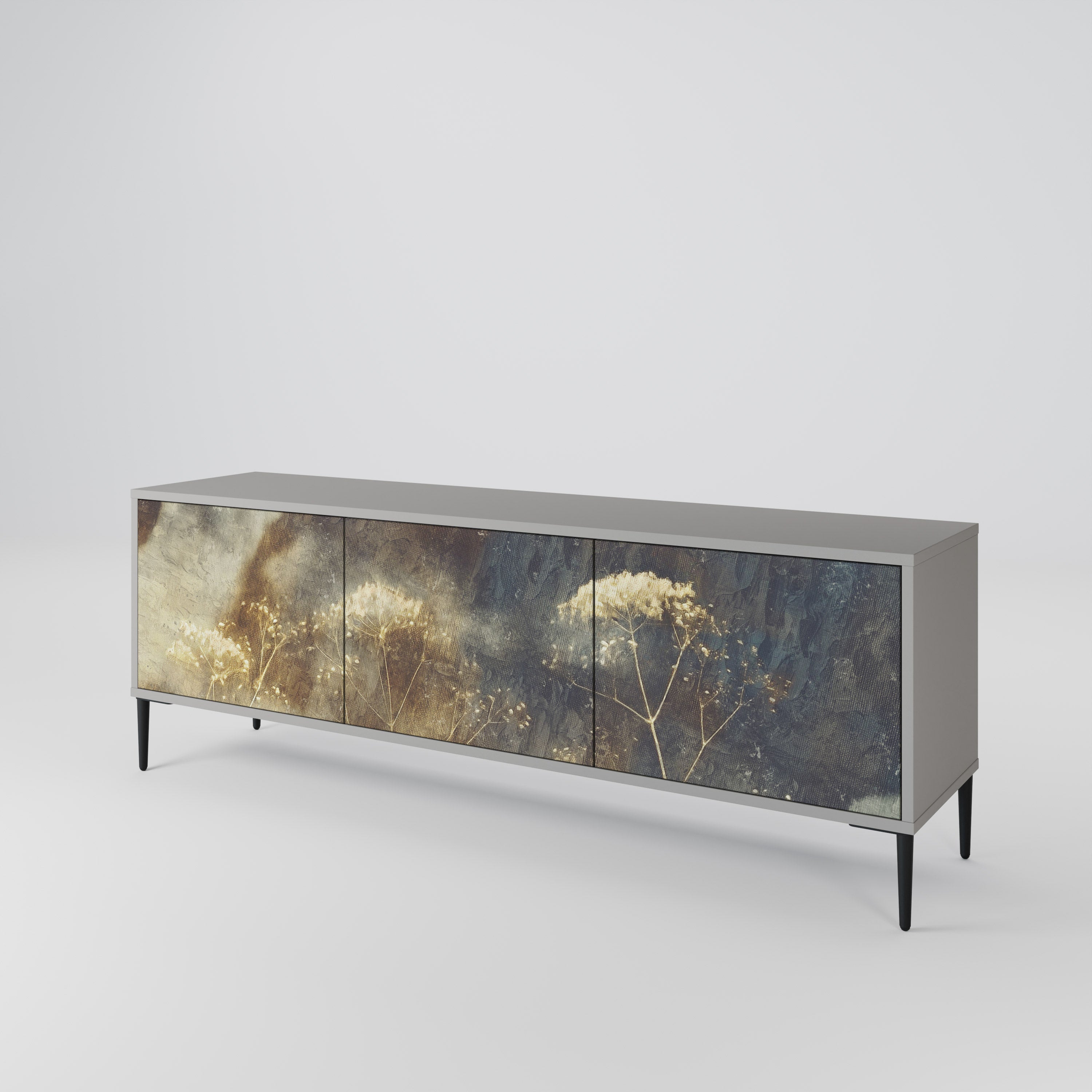 Meuble TV 3 portes GENTLE POWER, finition grise