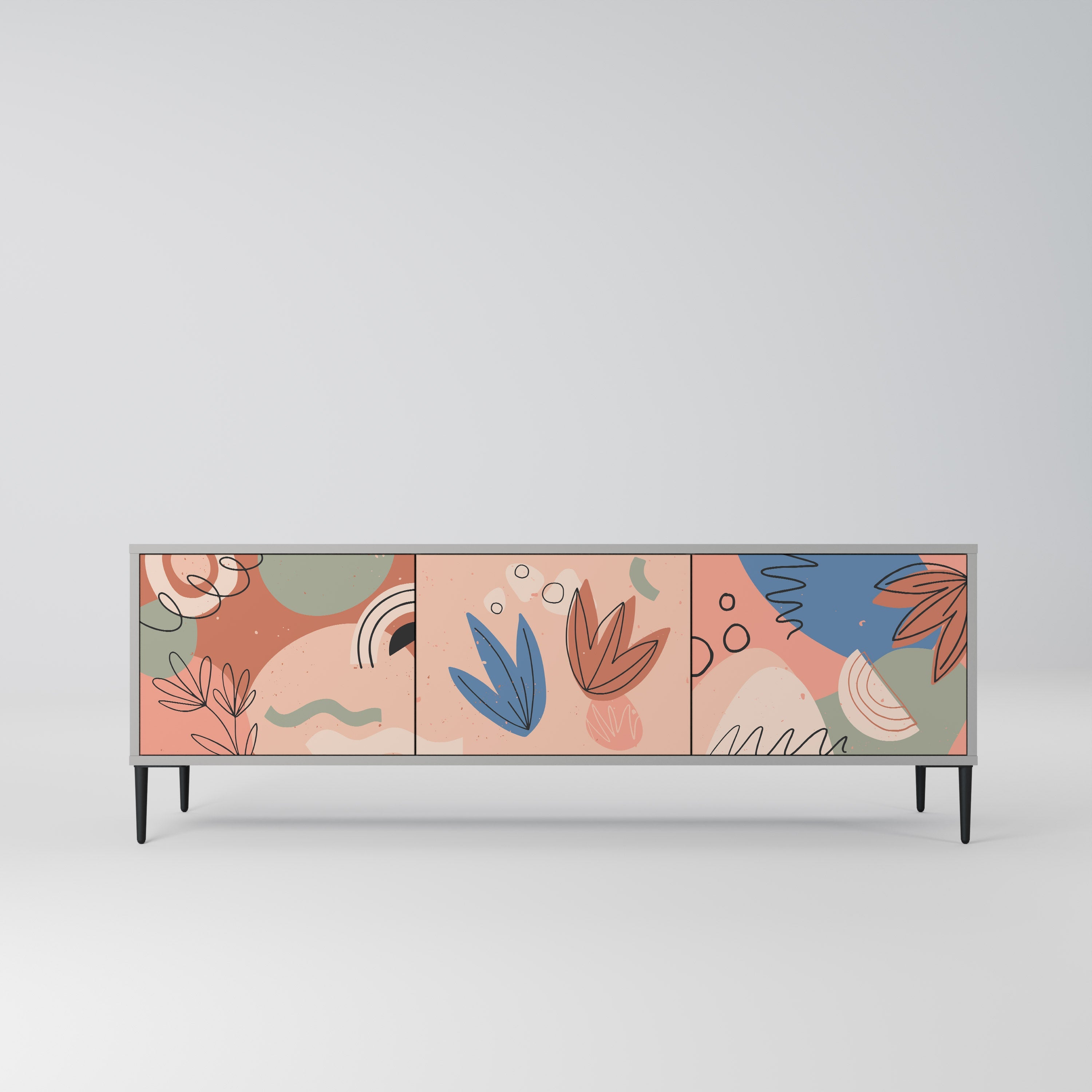 Meuble TV 3 portes PASTEL DESTINY, finition grise