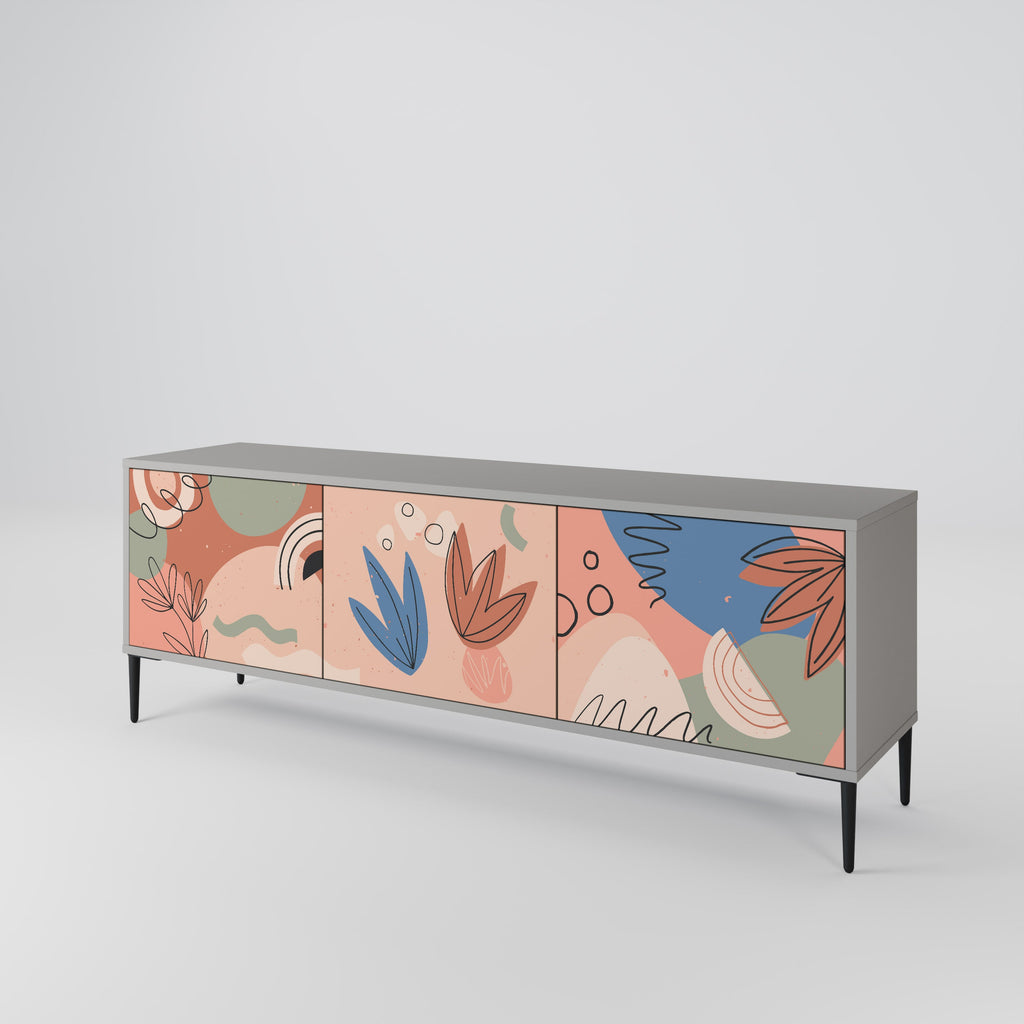 Meuble TV 3 portes PASTEL DESTINY, finition grise