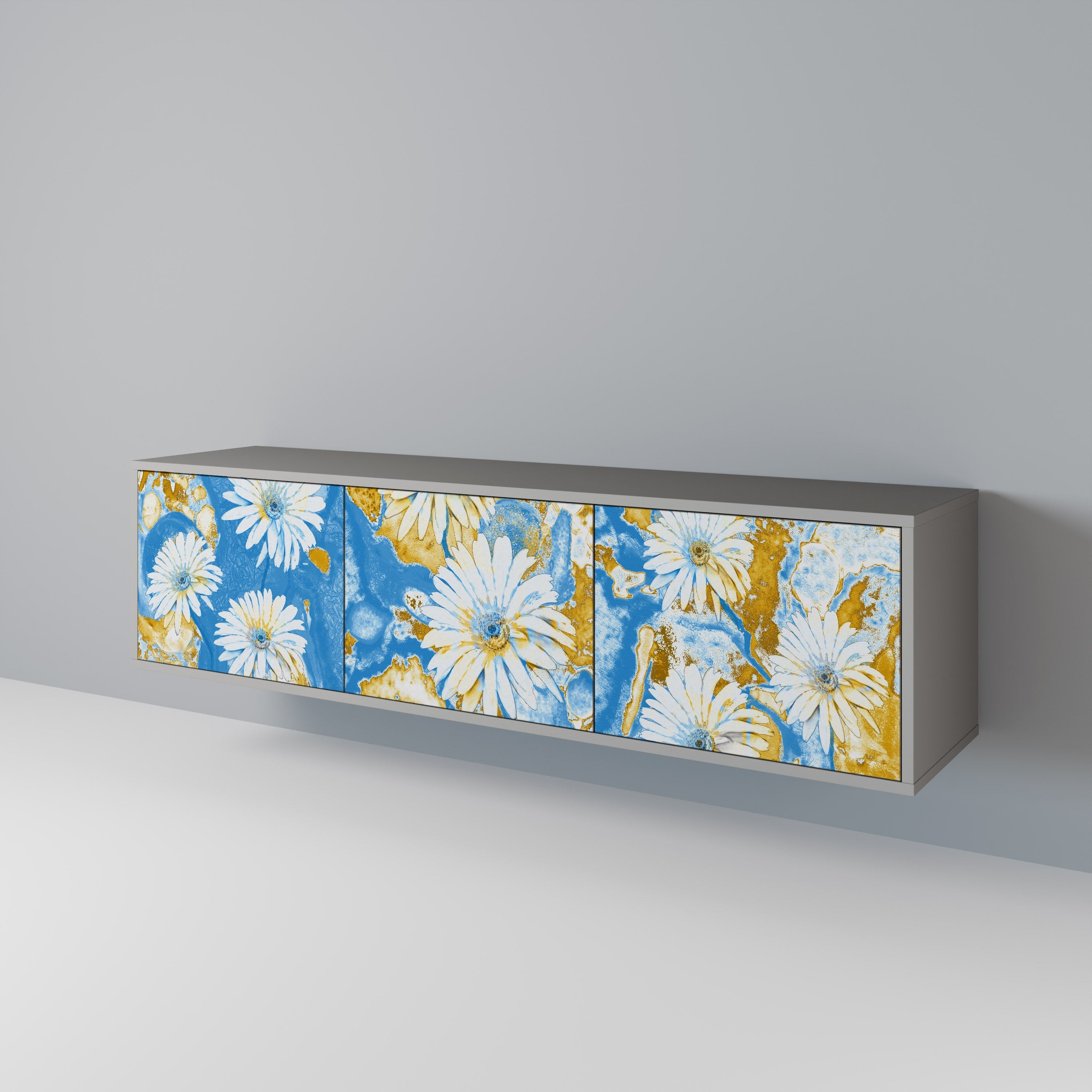 Meuble TV 3 portes DAISY LUXE finition grise