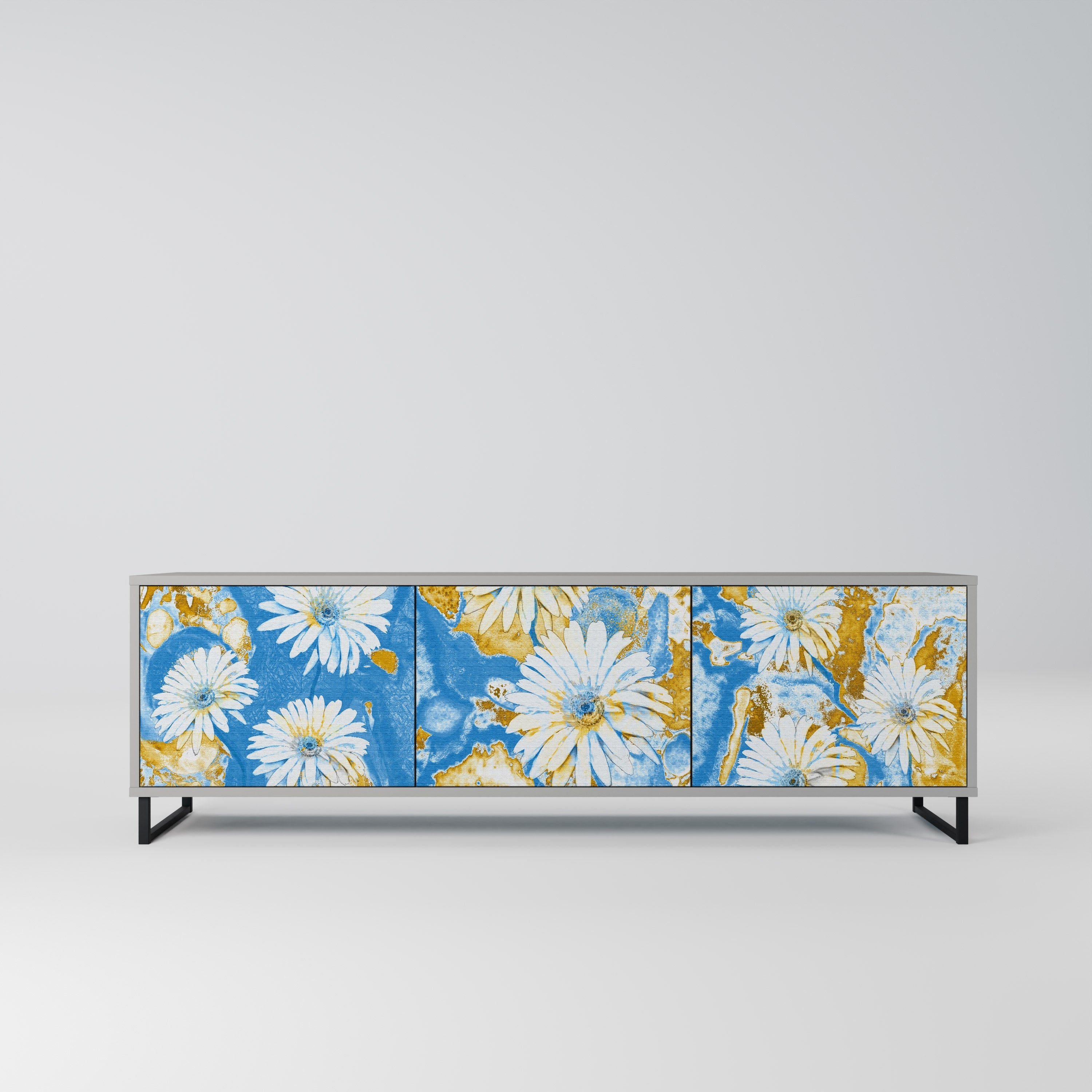 Meuble TV 3 portes DAISY LUXE finition grise