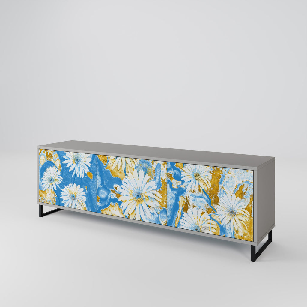 Meuble TV 3 portes DAISY LUXE finition grise