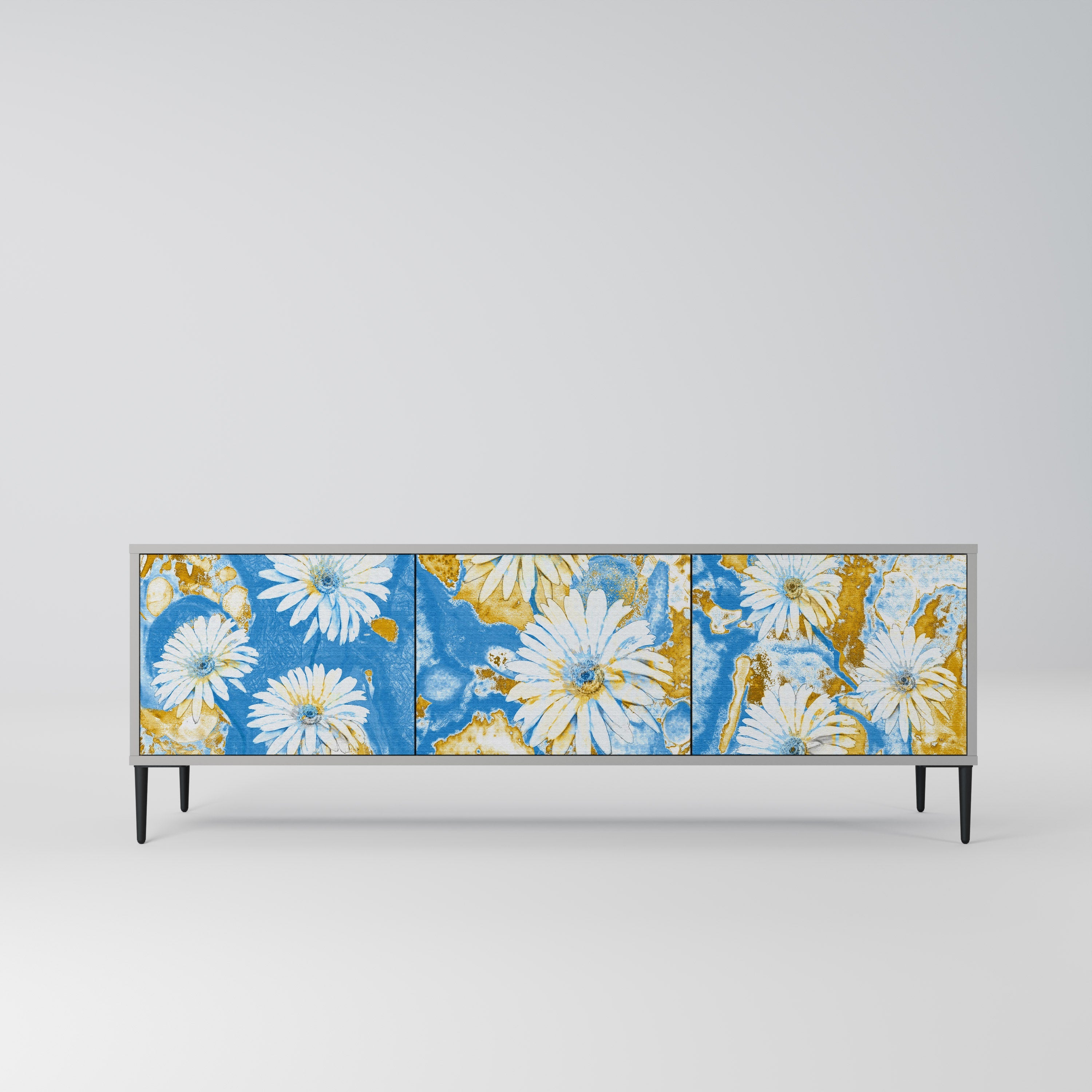 Meuble TV 3 portes DAISY LUXE finition grise