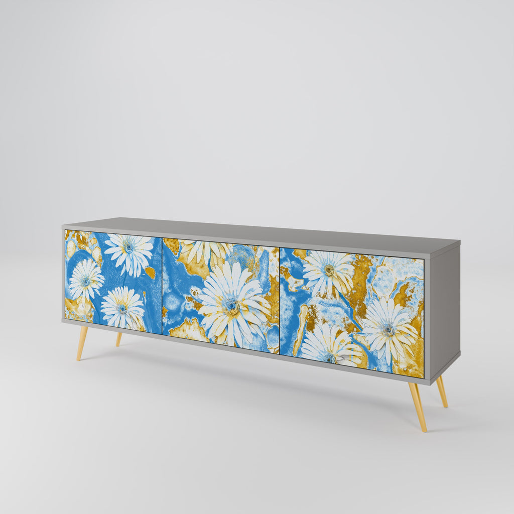 Meuble TV 3 portes DAISY LUXE finition grise