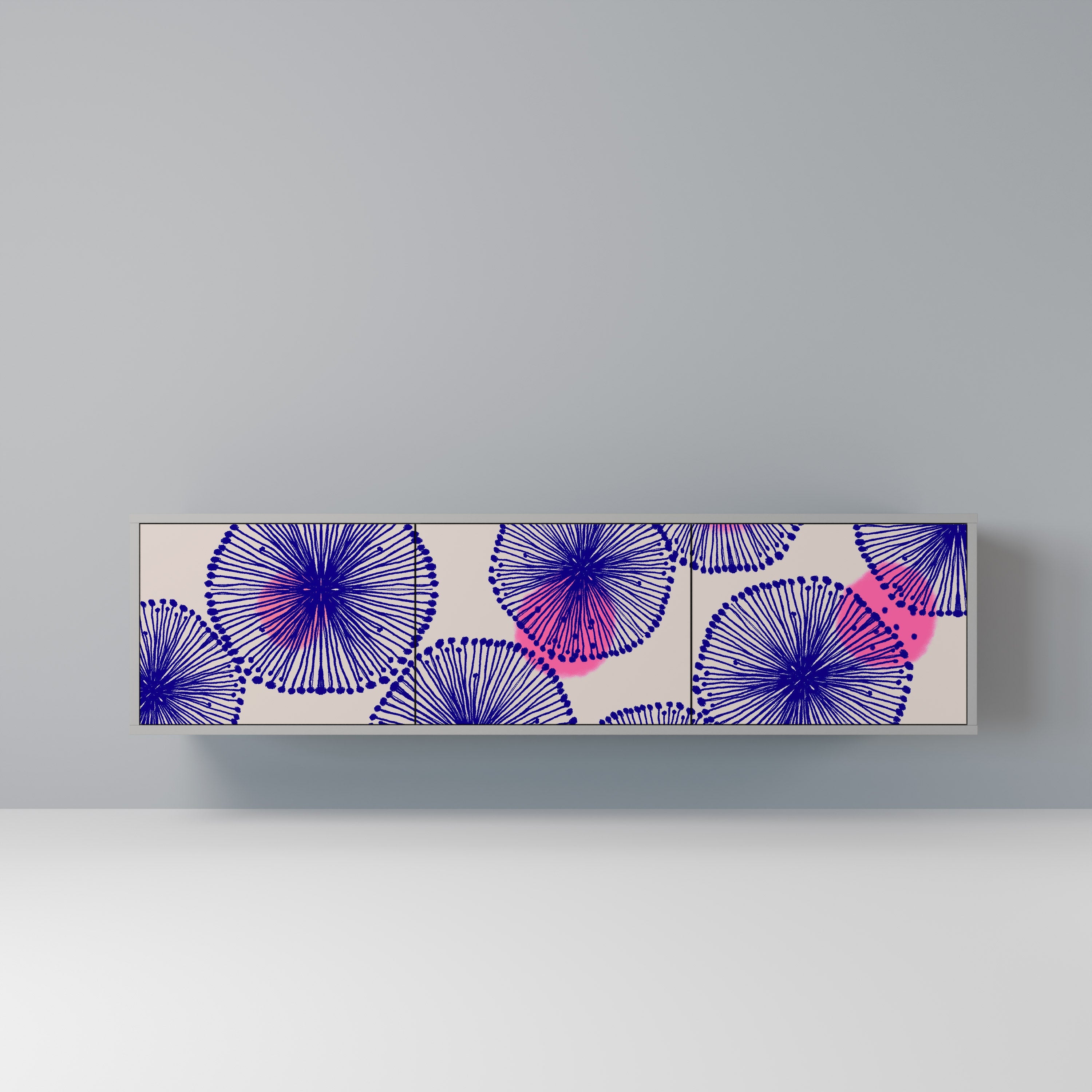 Meuble TV 3 portes MAGIC NATURE finition grise