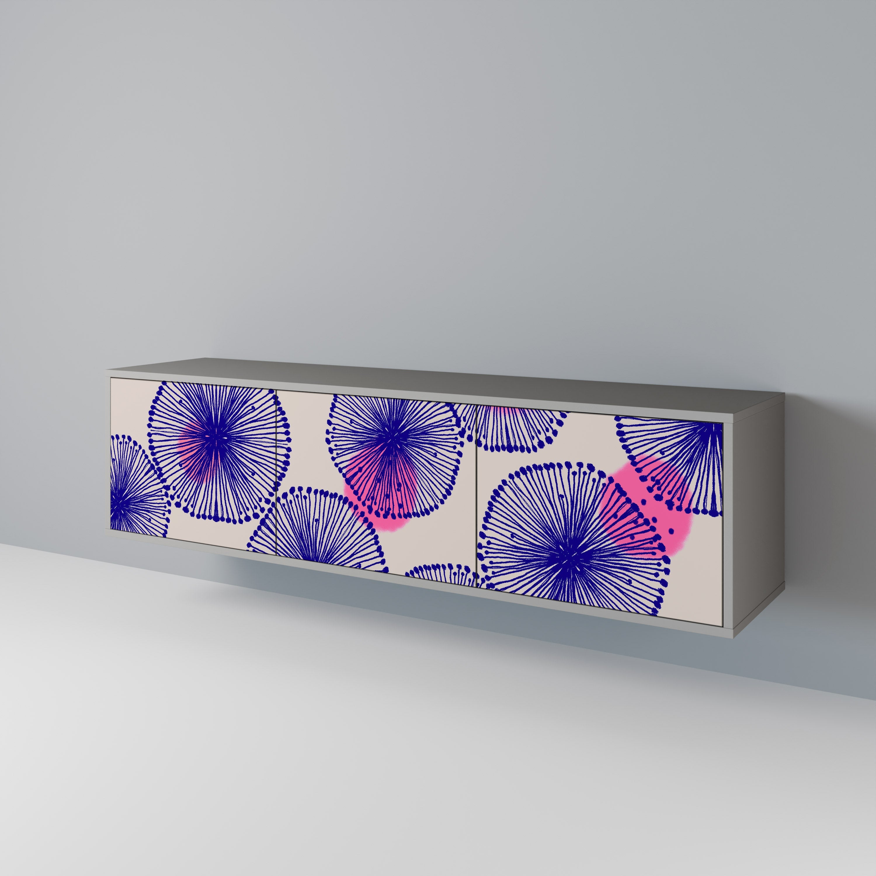 Meuble TV 3 portes MAGIC NATURE finition grise