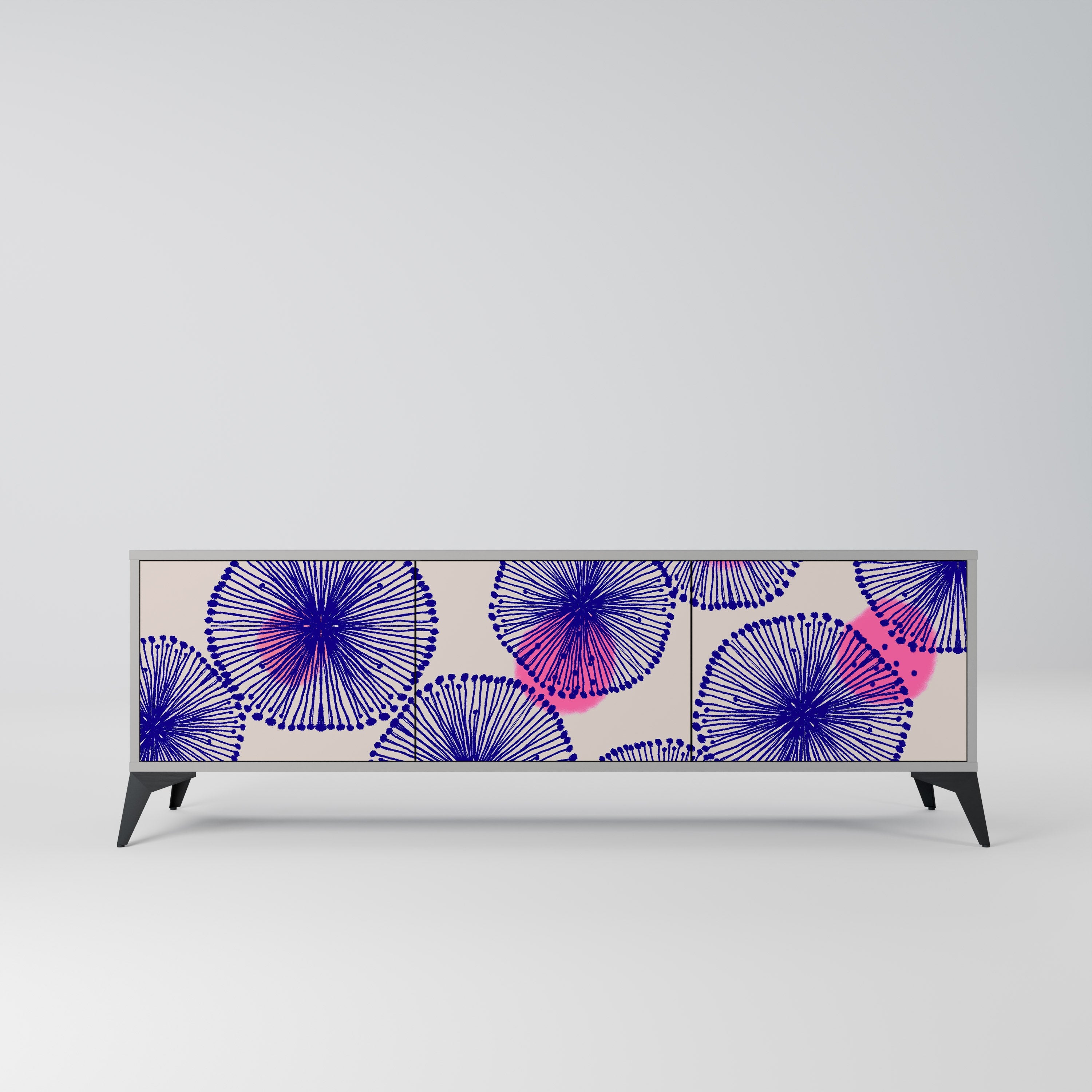 Meuble TV 3 portes MAGIC NATURE finition grise