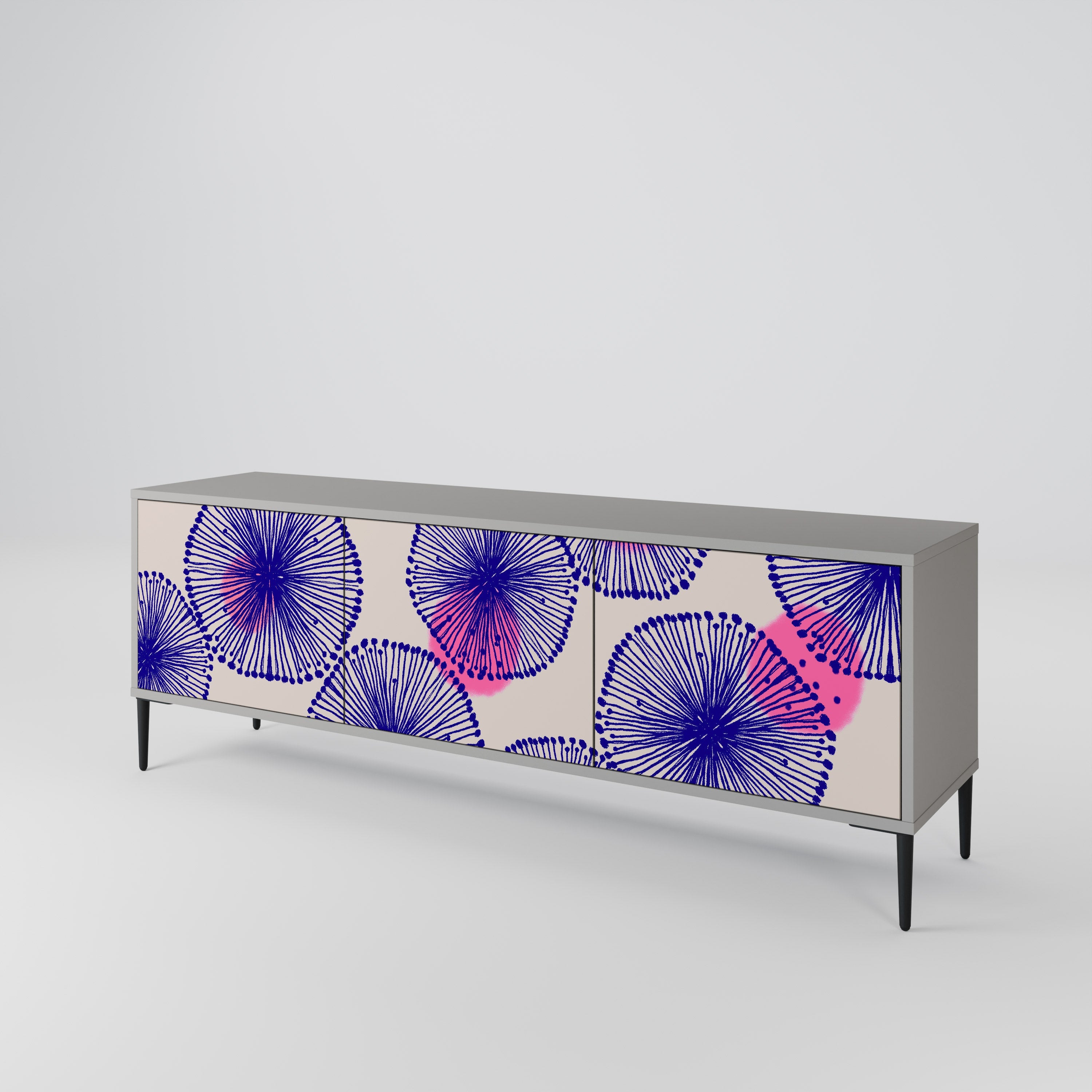 Meuble TV 3 portes MAGIC NATURE finition grise