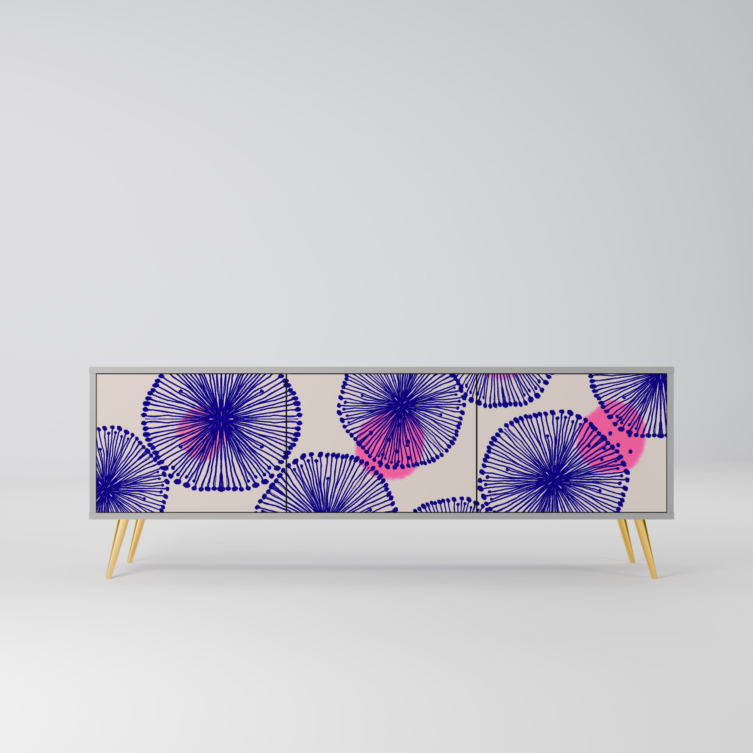 Meuble TV 3 portes MAGIC NATURE finition grise