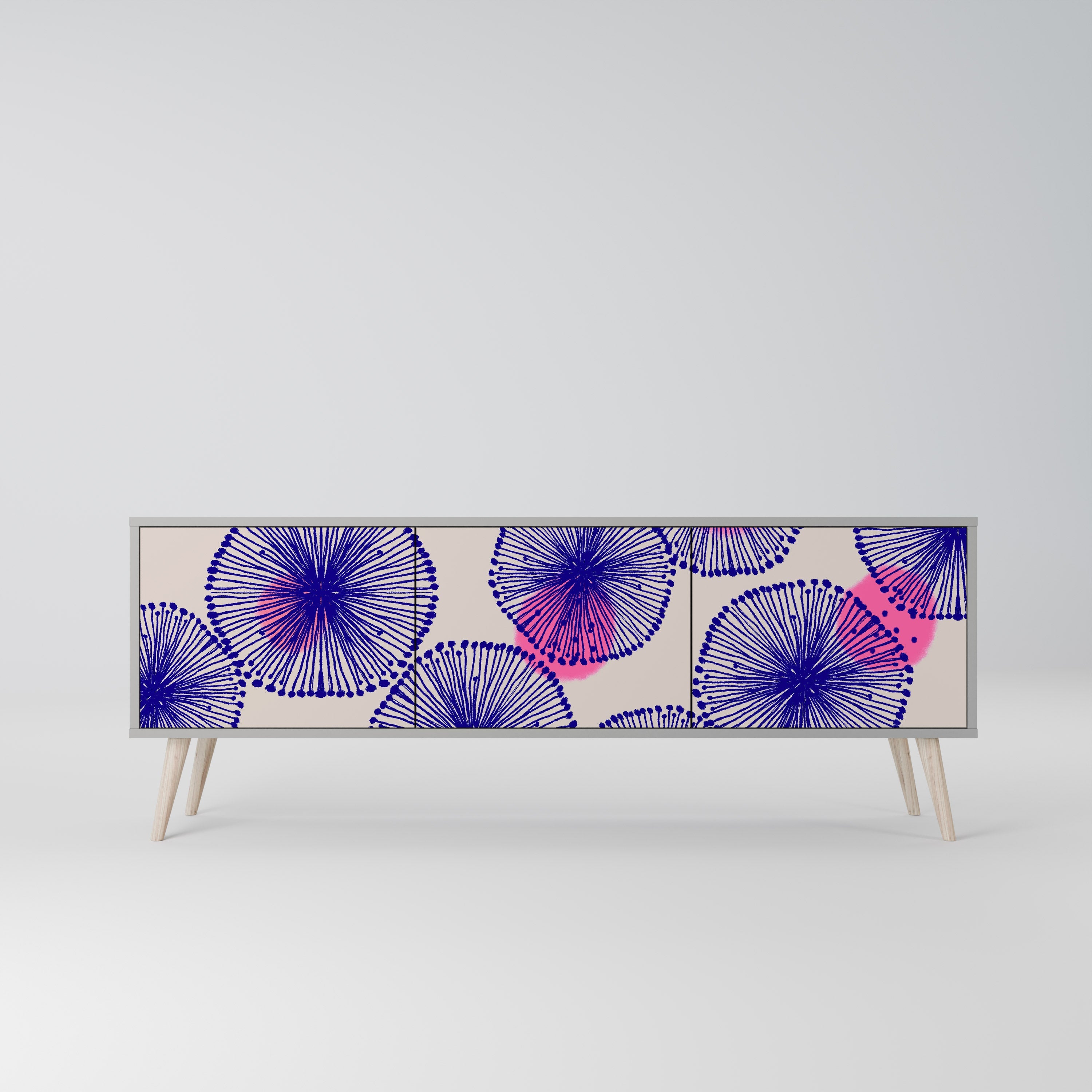 Meuble TV 3 portes MAGIC NATURE finition grise