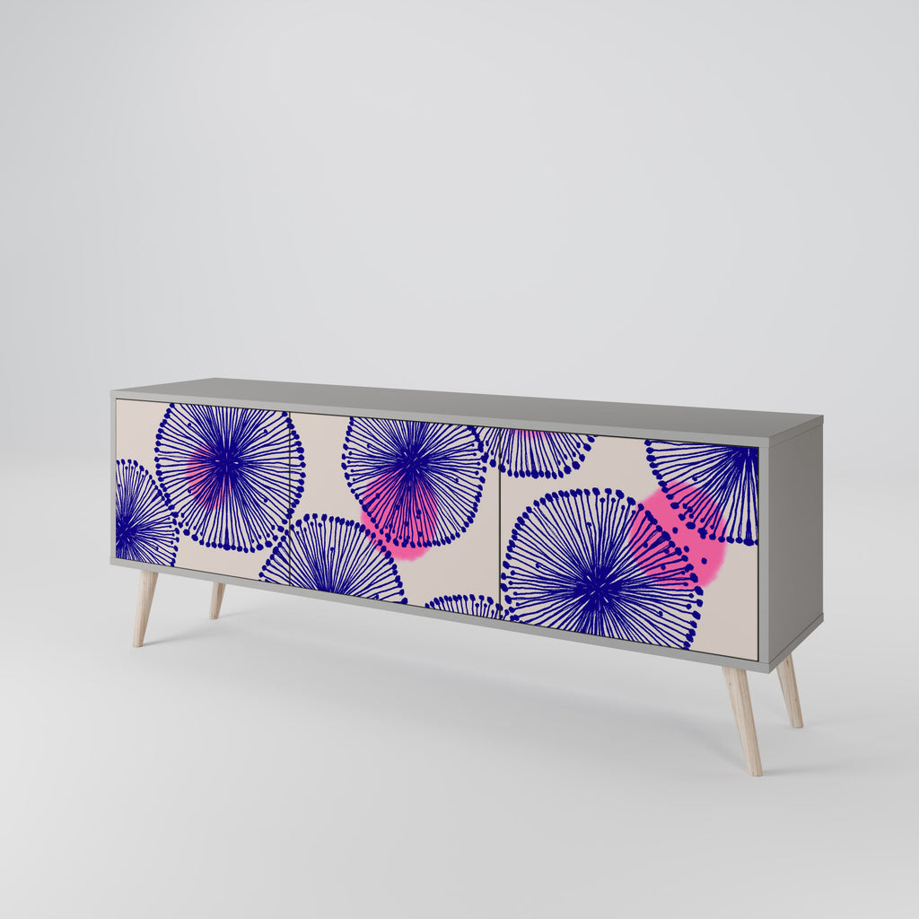 Meuble TV 3 portes MAGIC NATURE finition grise