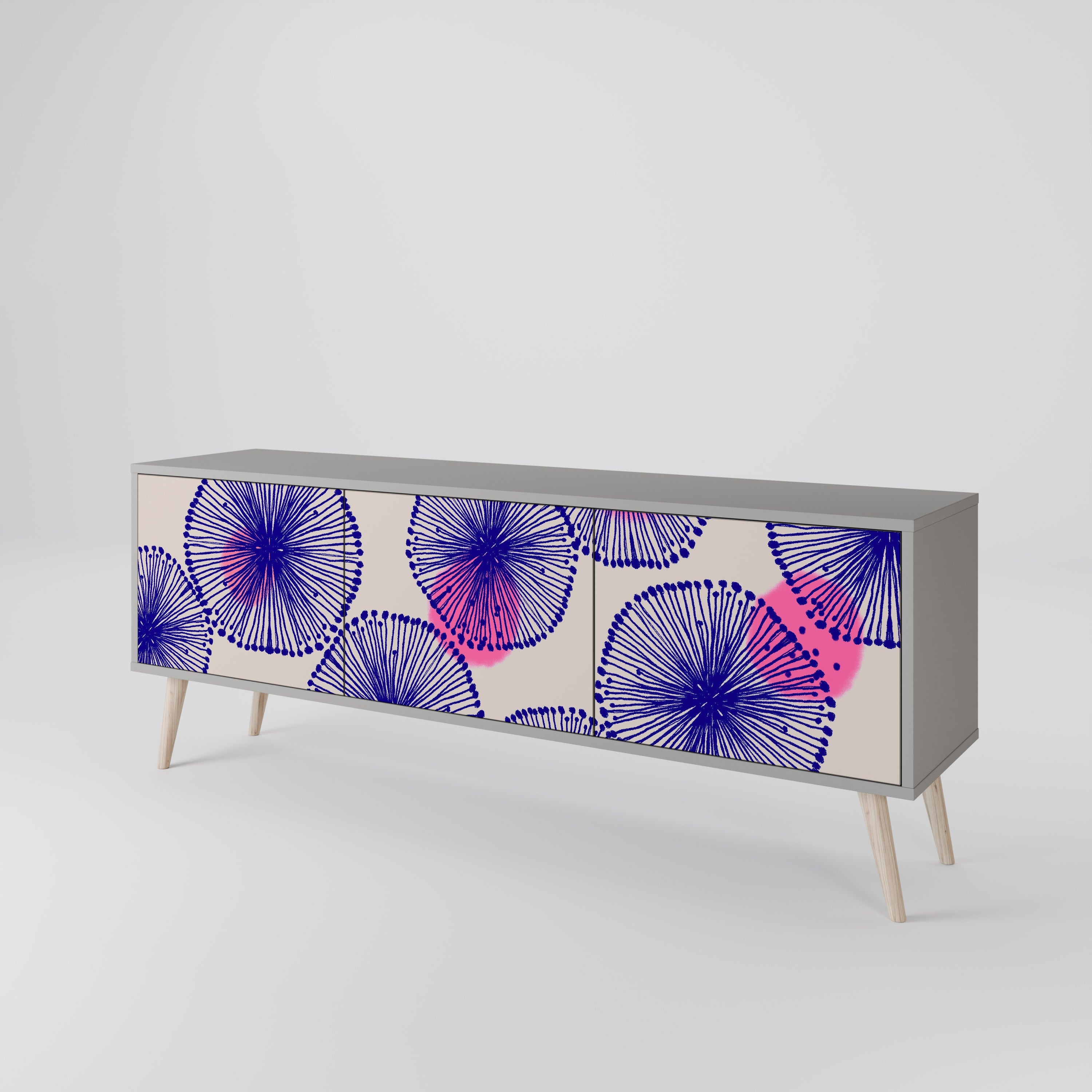 Meuble TV 3 portes MAGIC NATURE finition grise