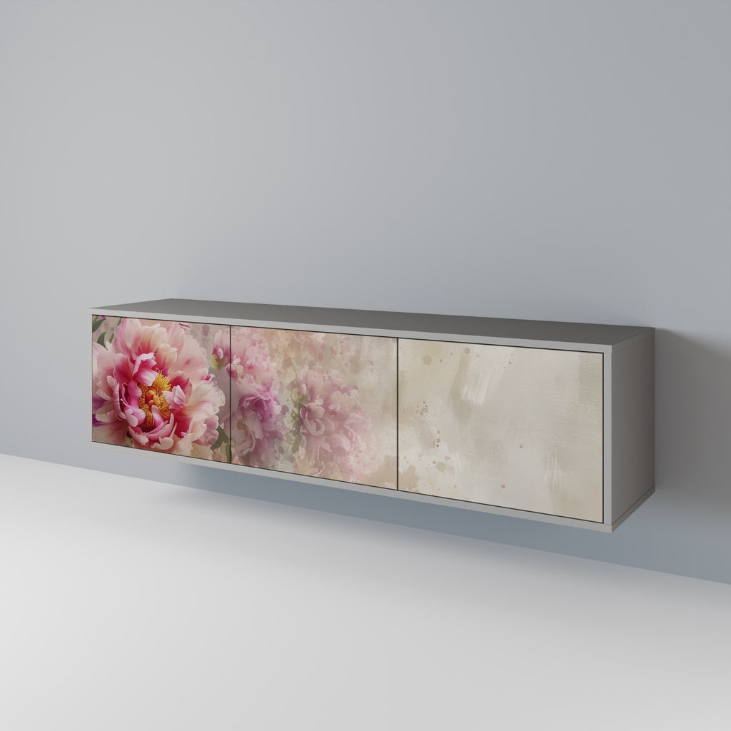 Meuble TV 3 portes PEONY WHISPER finition grise