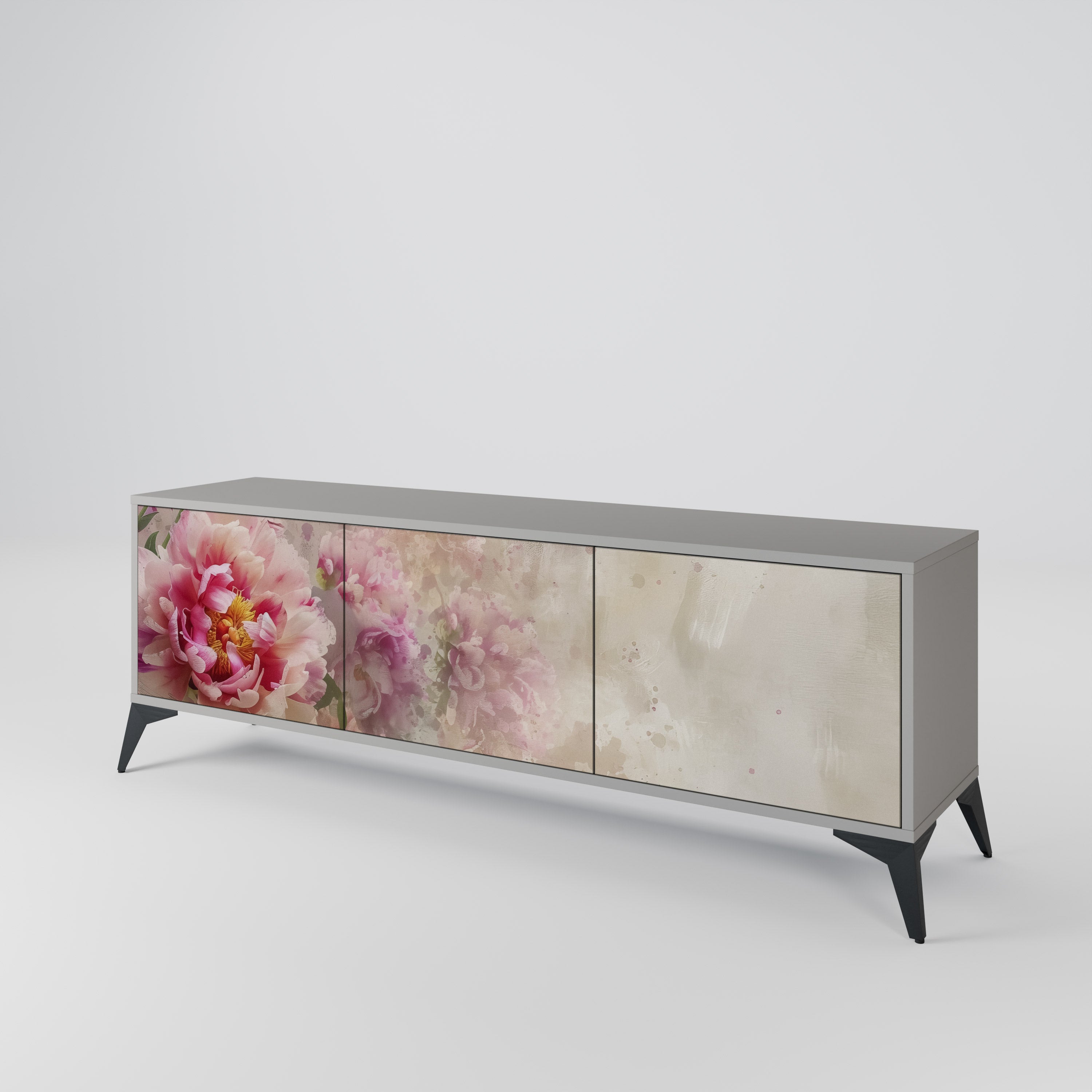 Meuble TV 3 portes PEONY WHISPER finition grise