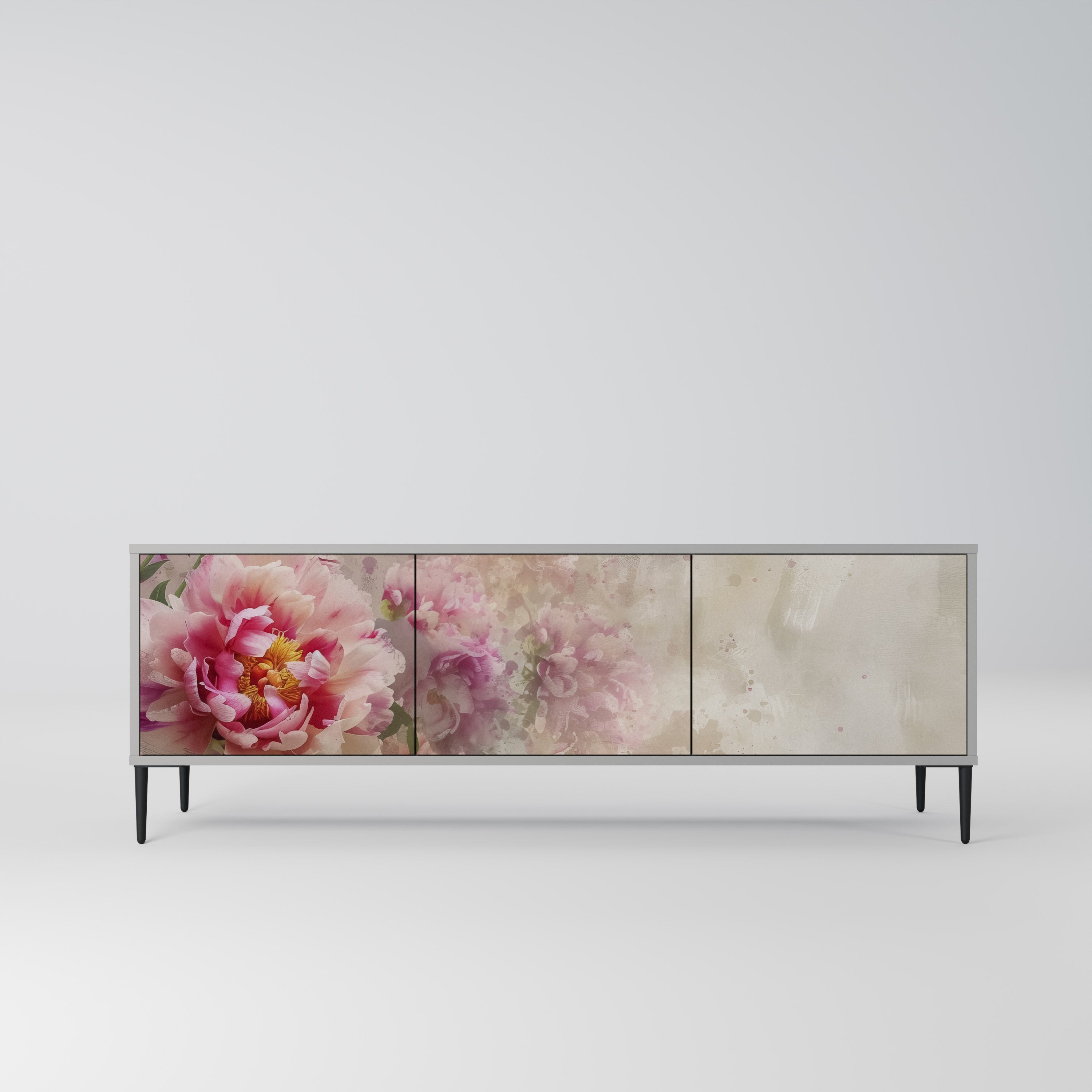 Meuble TV 3 portes PEONY WHISPER finition grise