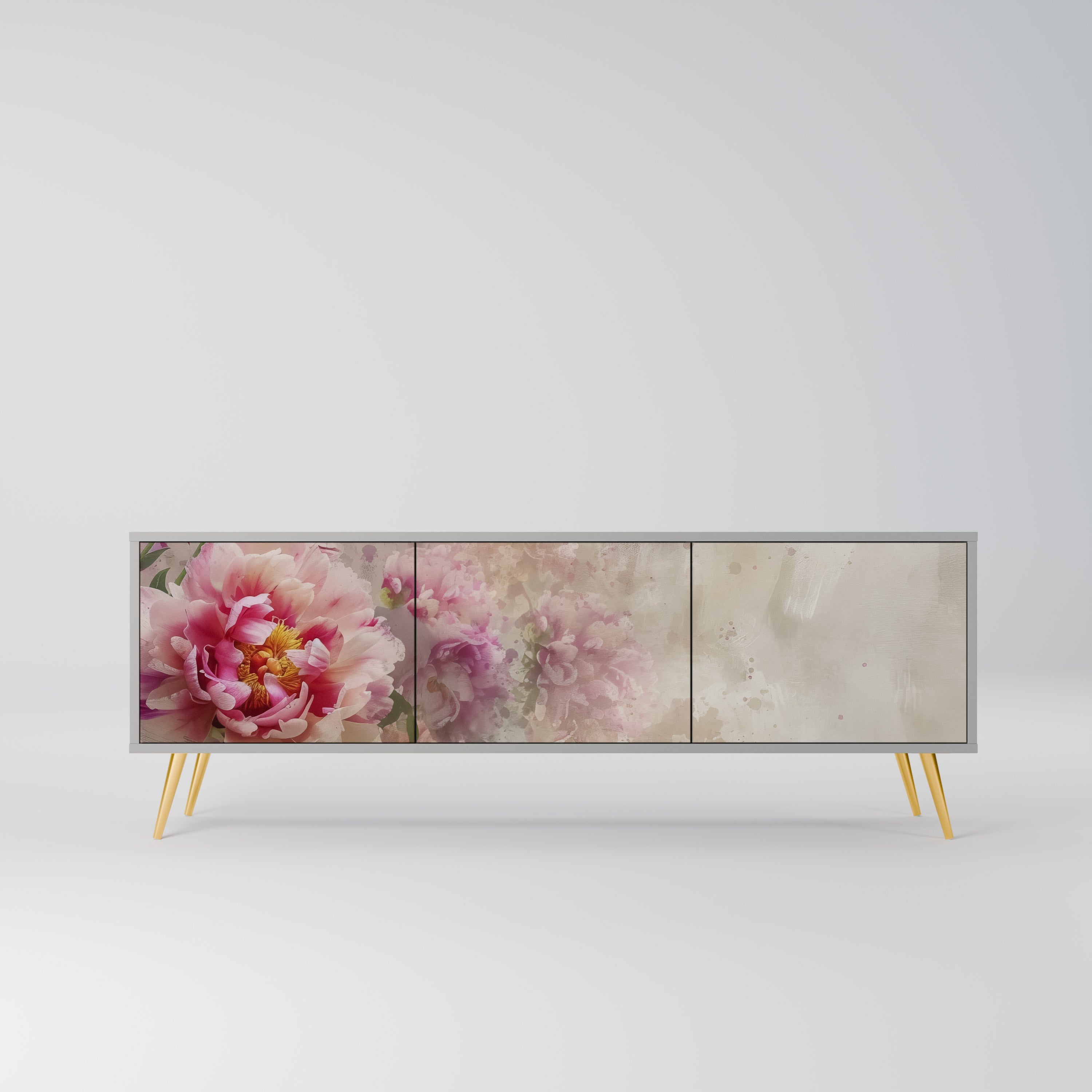 Meuble TV 3 portes PEONY WHISPER finition grise