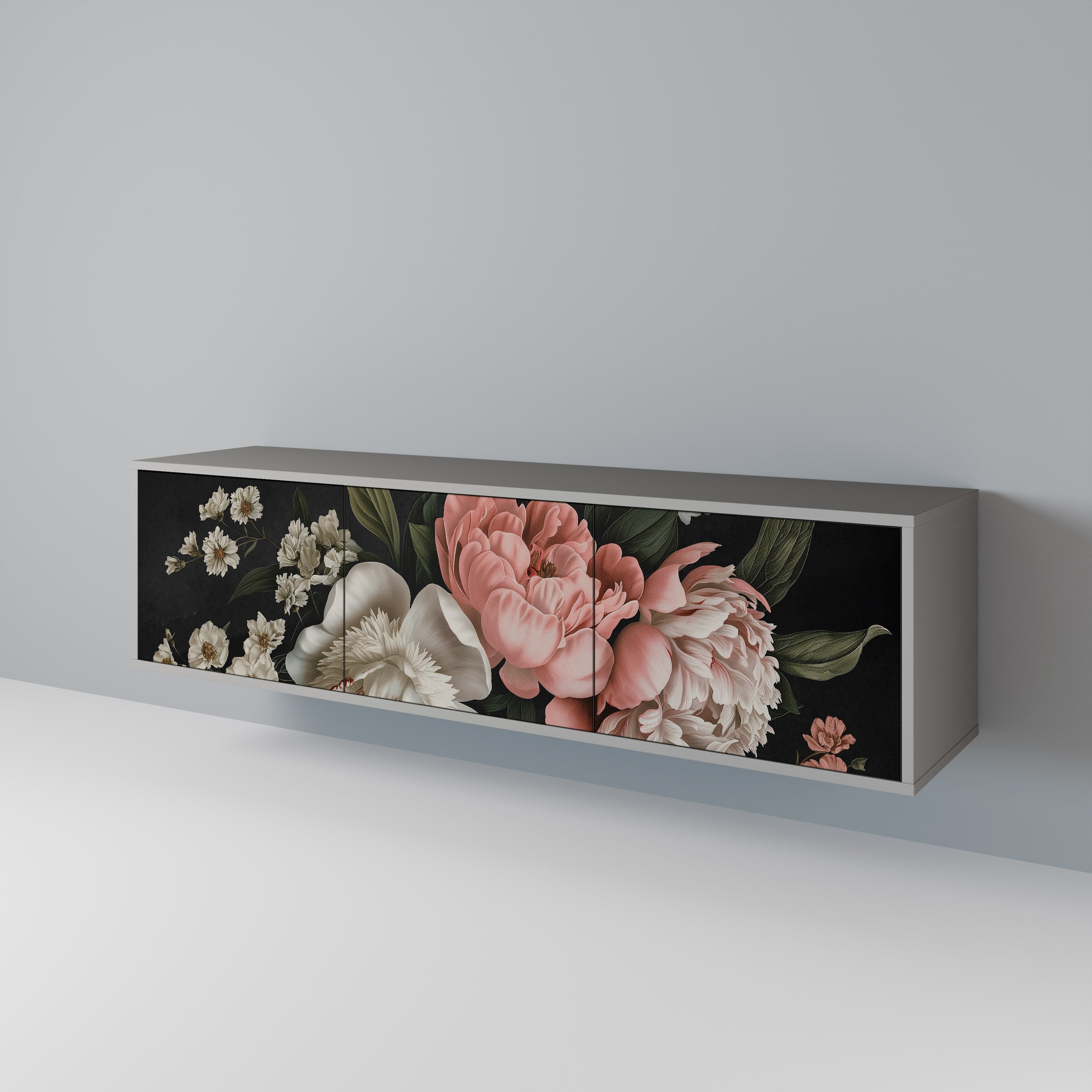 Meuble TV 3 portes LUSH ELEGANCE finition grise