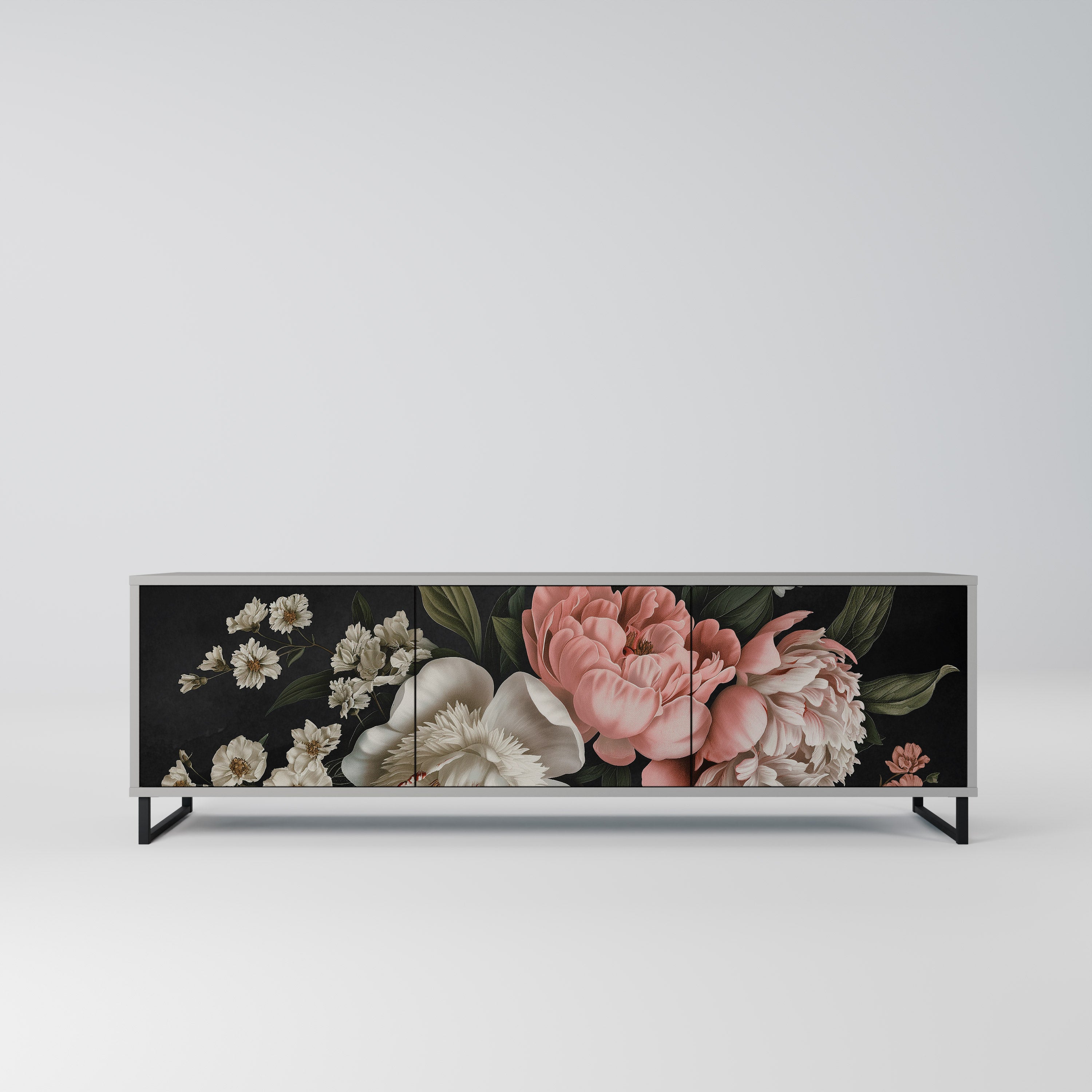 Meuble TV 3 portes LUSH ELEGANCE finition grise