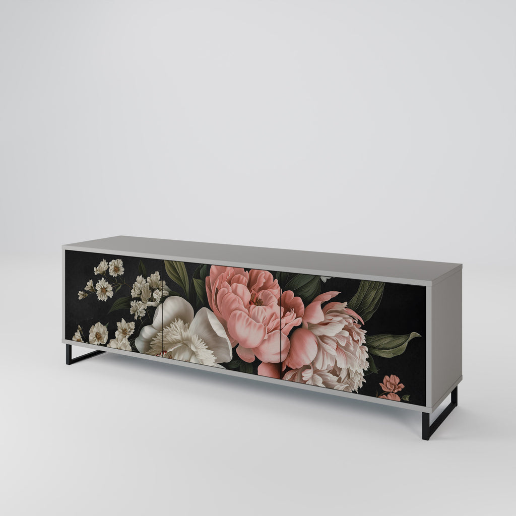 Meuble TV 3 portes LUSH ELEGANCE finition grise