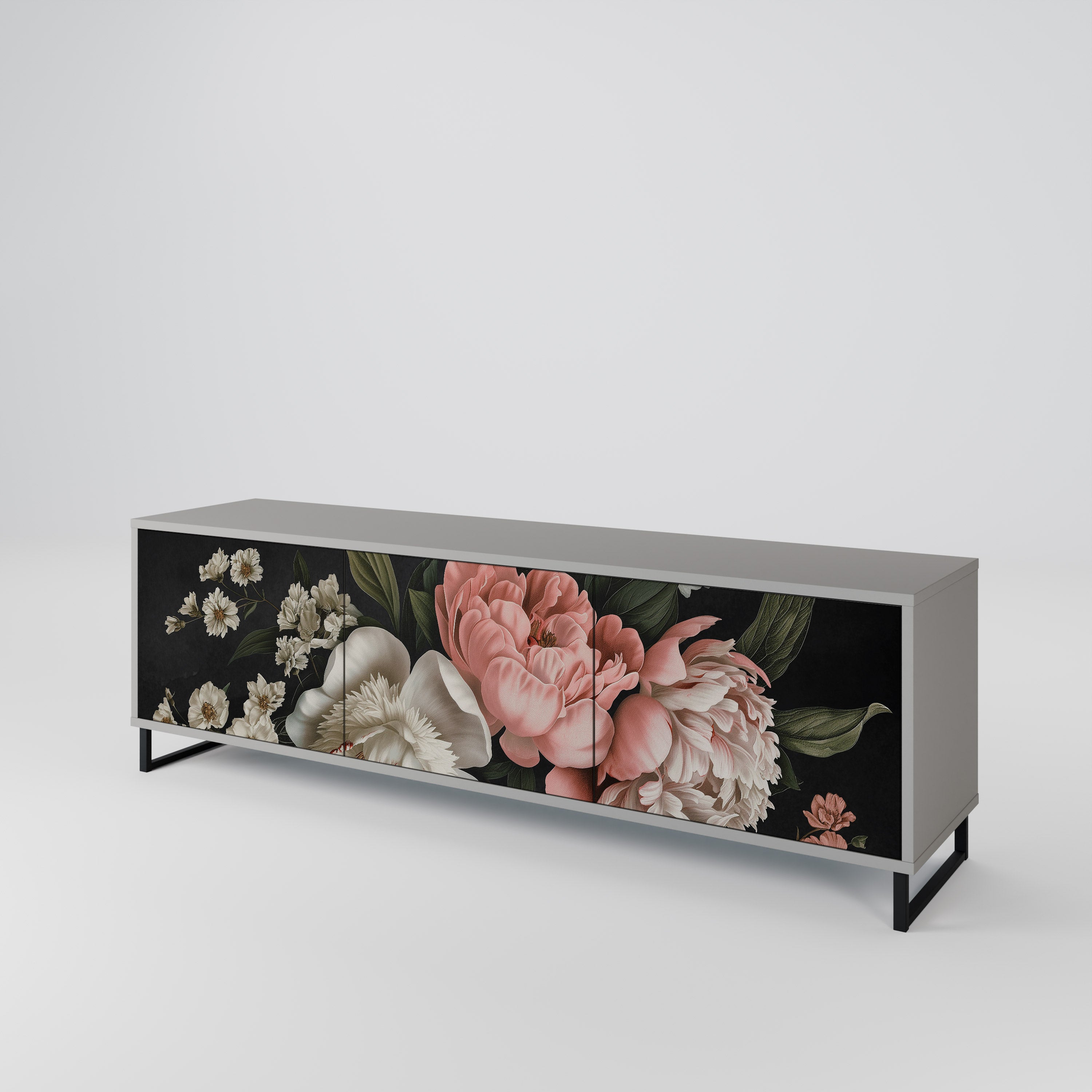 Meuble TV 3 portes LUSH ELEGANCE finition grise