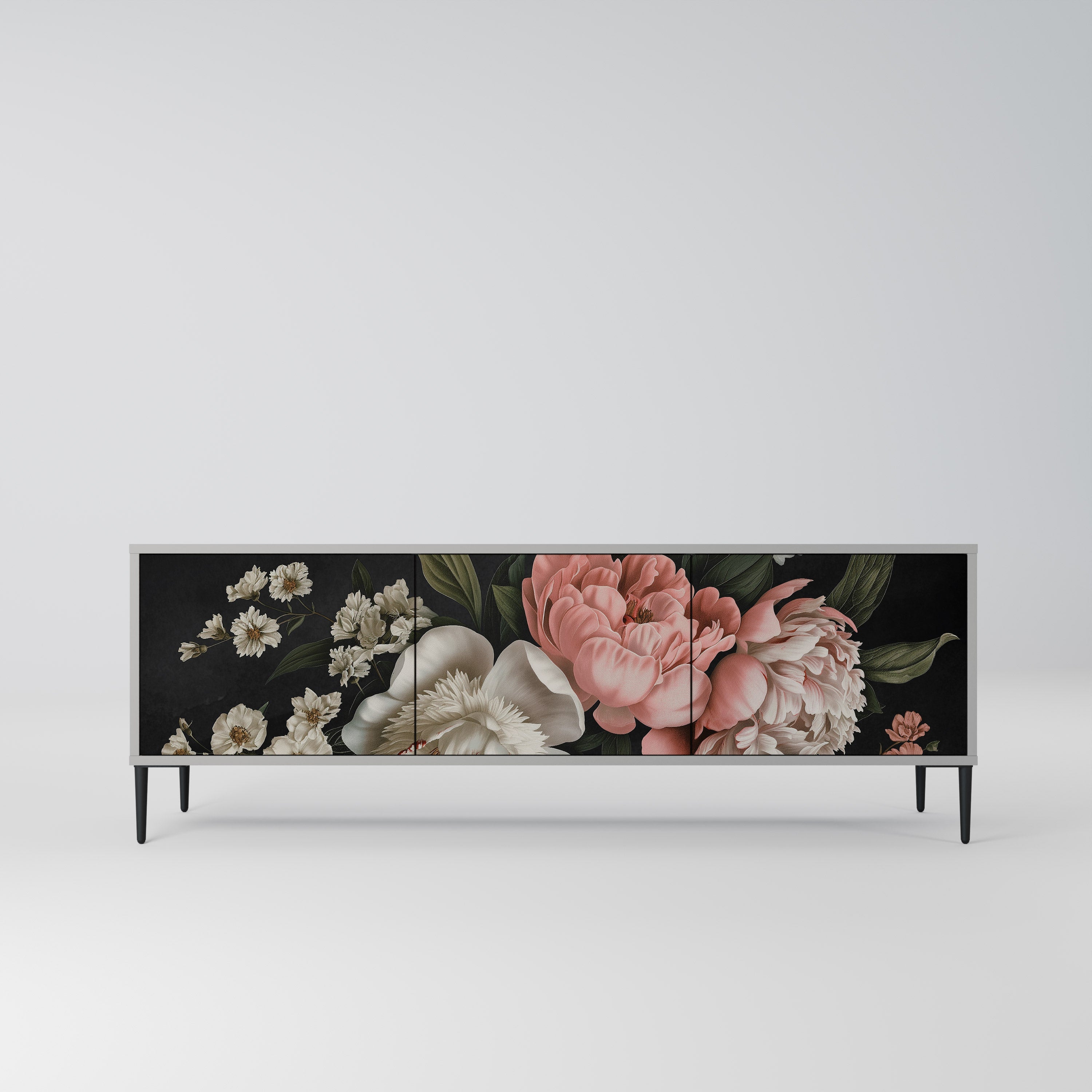 Meuble TV 3 portes LUSH ELEGANCE finition grise