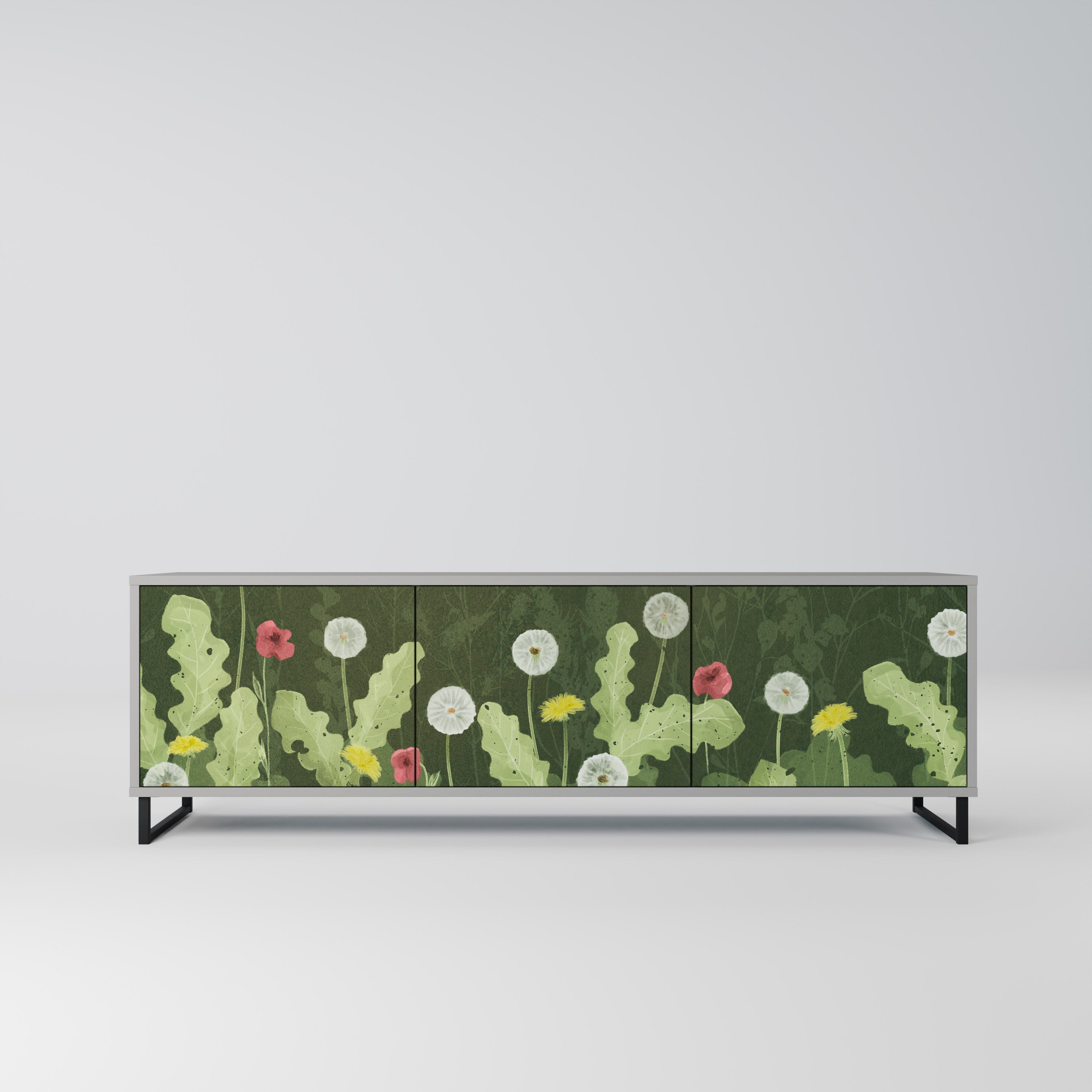 Meuble TV 3 portes DANDELION AMUSE, finition grise