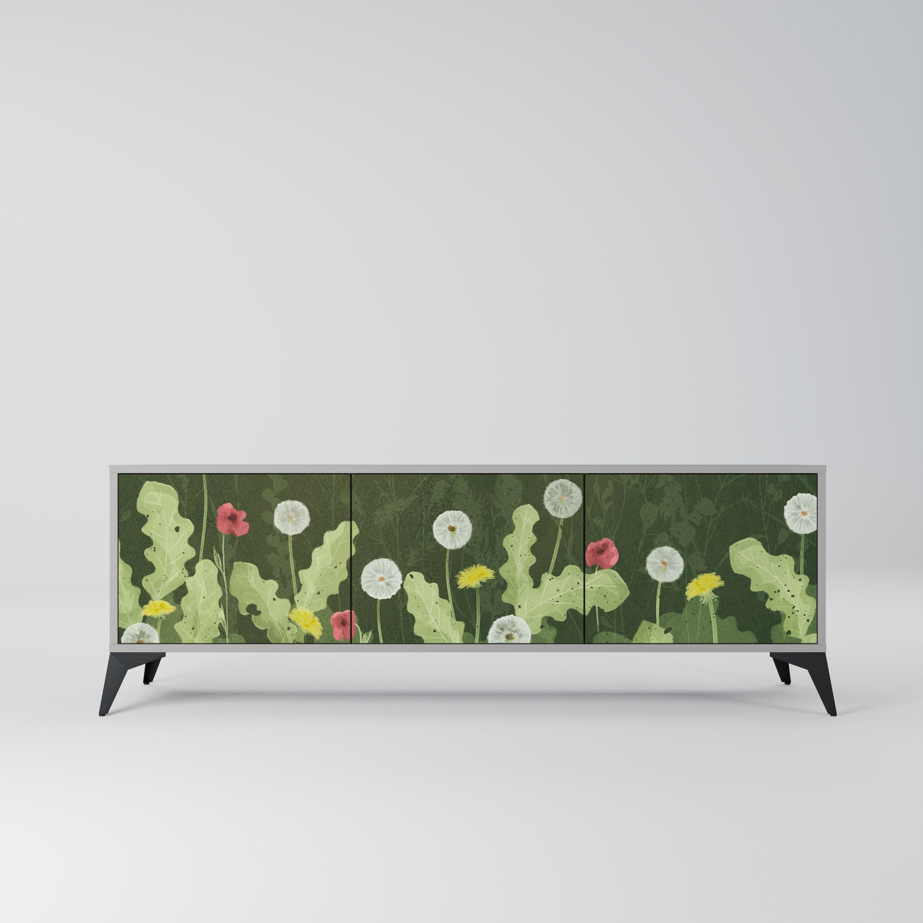 Meuble TV 3 portes DANDELION AMUSE, finition grise