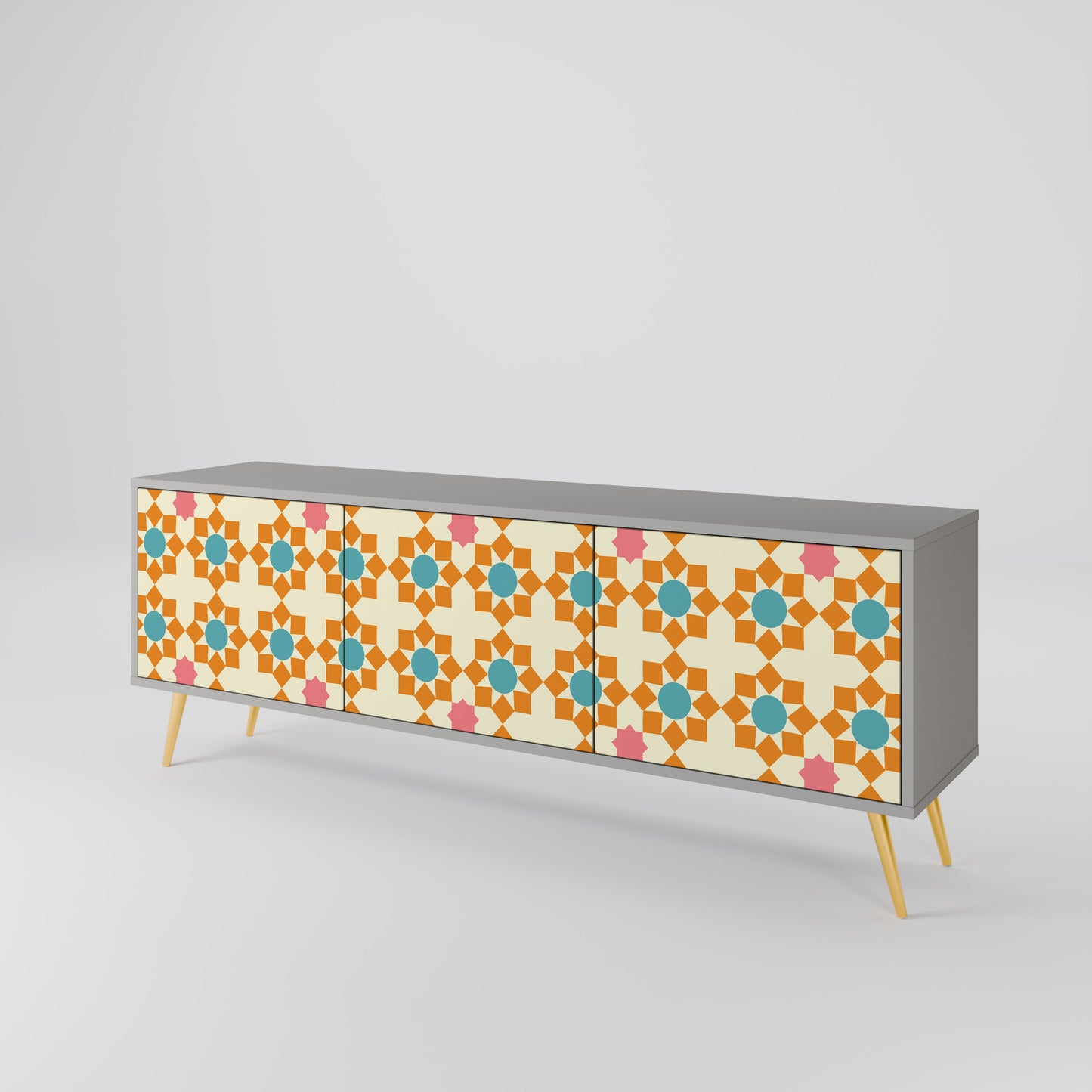 FLORAL DECOR 3-Door TV Cabinet
