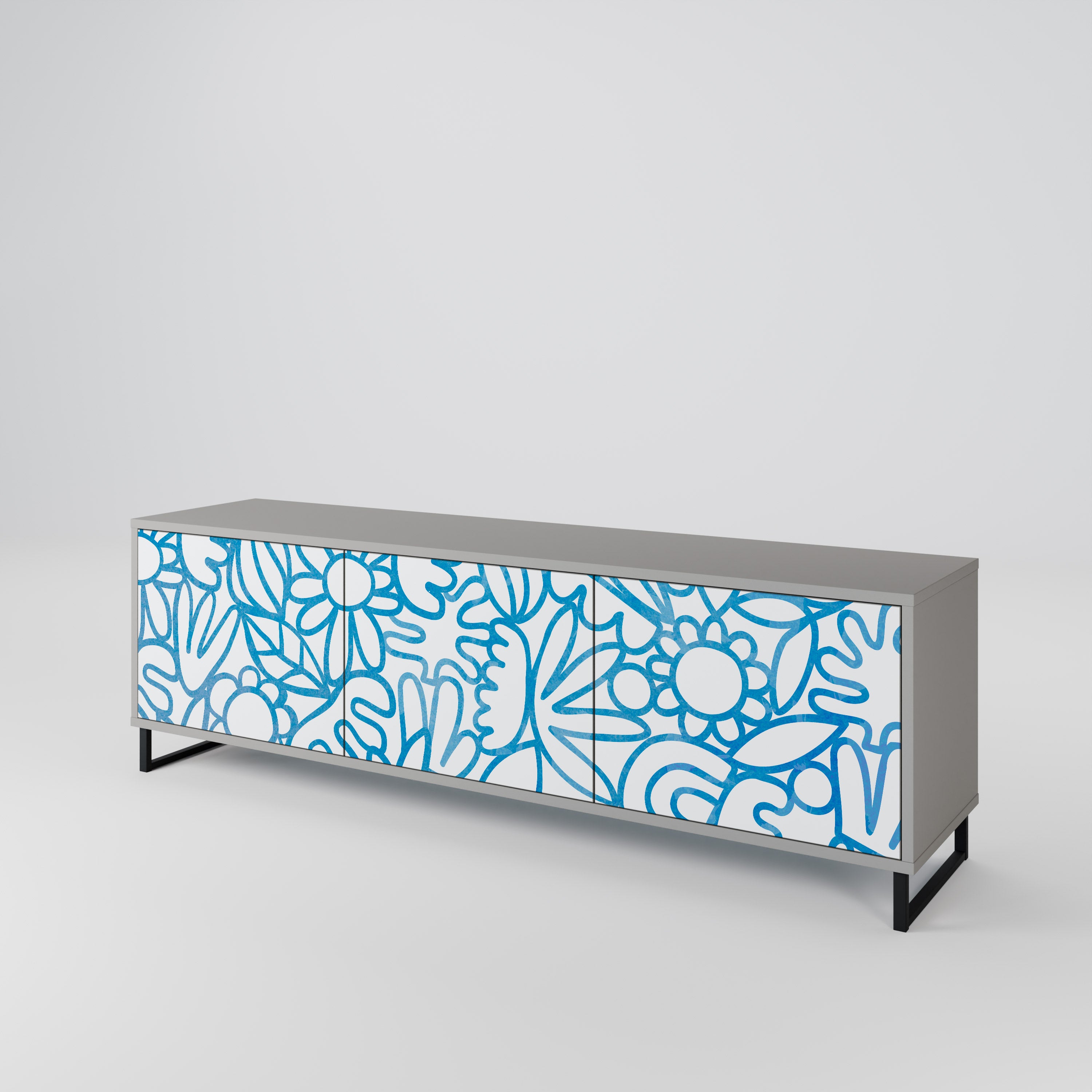 BLOOMY MORNING 3-Door TV Cabinet